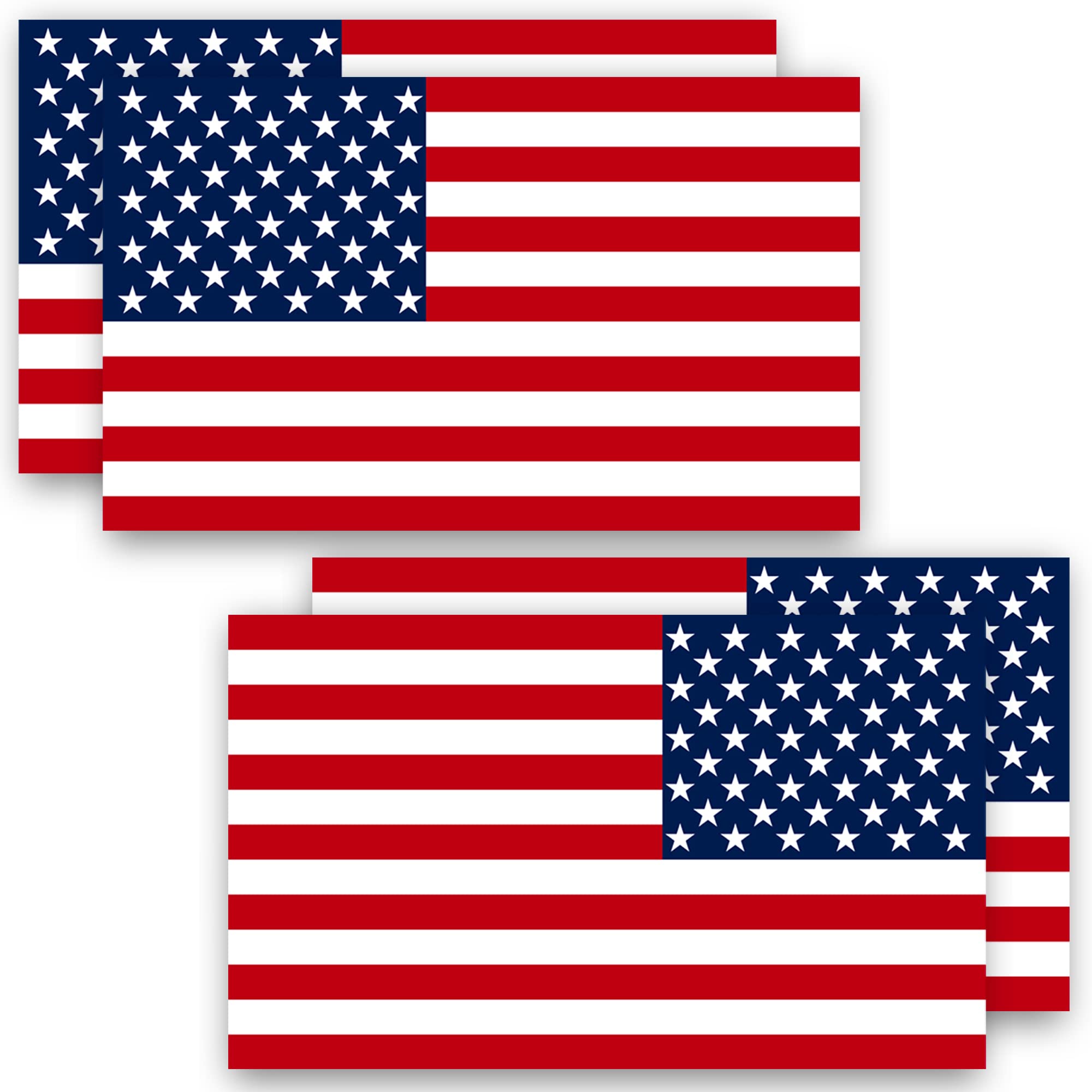 Anley 5' X 3' American Us Flag Decal 4Pcs (2 Forward & 2 Reversed) - Patriotic Stars Reflective Stripe Usa Flag Car Stickers - Support Us Military - 4 Pack Set