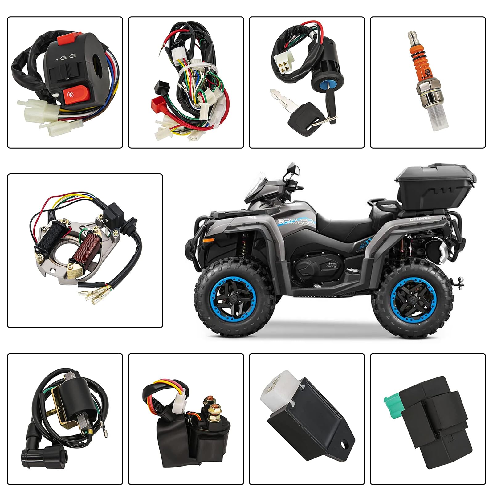 Endxedo Complete Wiring Harness Kit for 4 Stroke ATV KLX 50cc 70cc 110cc 125cc - Durable PVC Stator Coil CDI Wiring Harness