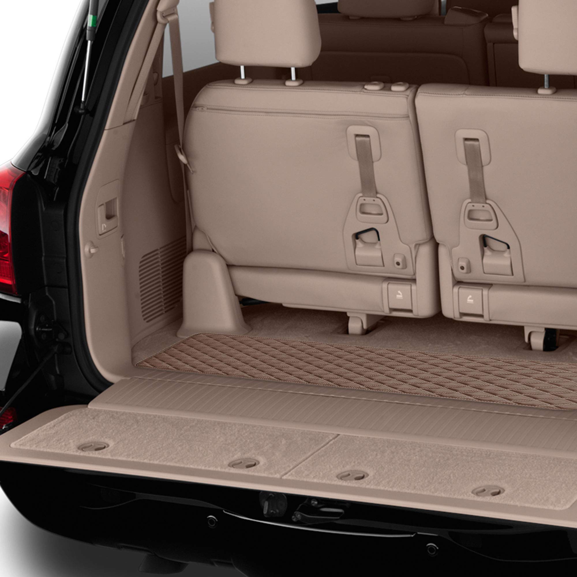 Fh Group F16501 Deluxe Heavy-Duty Faux Leather Multi-Purpose Cargo Liner, Diamond, 14   , Brown Color W. Gift- Fit Most Car, Tru