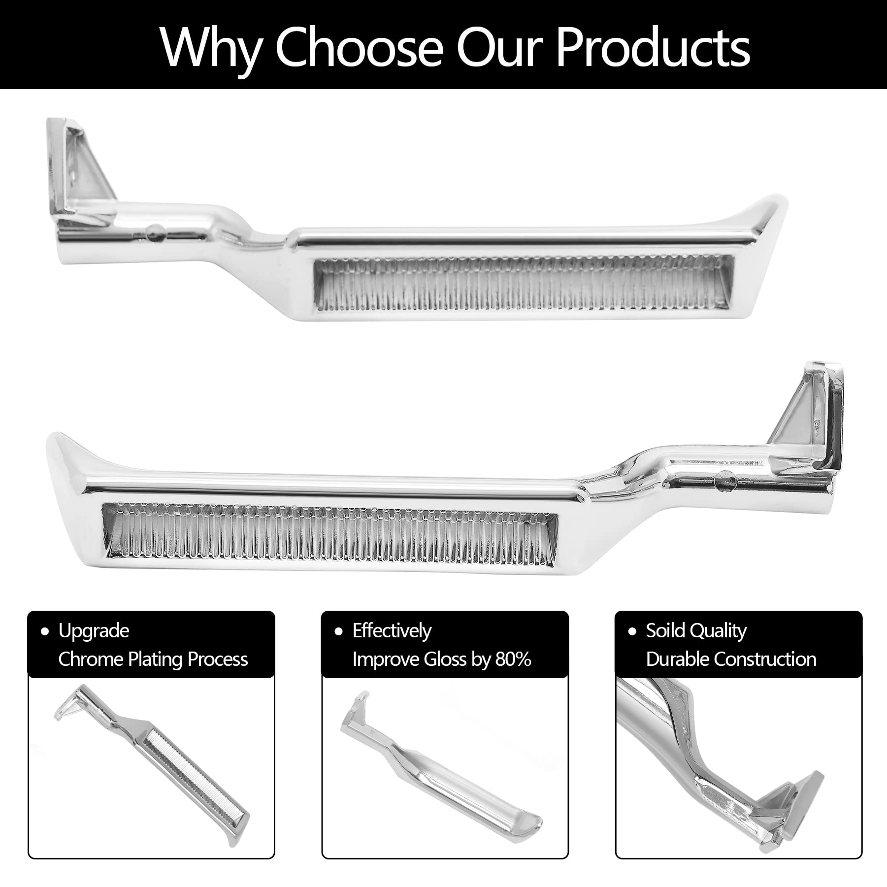 Interior Door Handle Set, Compatible With 1987-1996 Ford F150 F250 F350 F53 F59 F800 Bronco, Chrome Metal Inside Front Left Driv