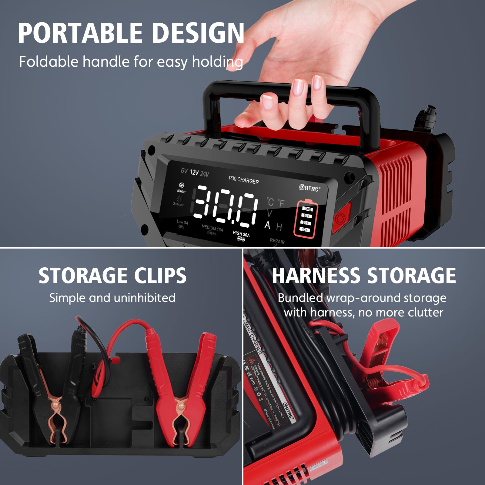 30 Amp Battery Charger, 6V/12V/24V Smart trickle Charger,car Battery Charger,Lithium, Lifepo4, Lead Acid (AGM/Gel/SLA...) Batter