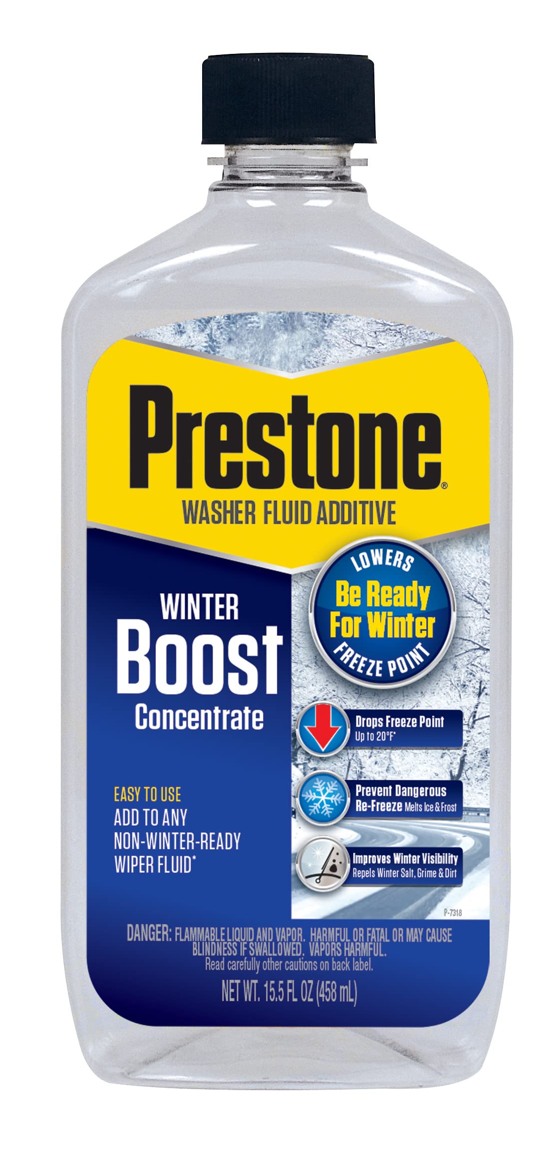 Prestone As240-12Pk Washer Fluid Booster De-Icer Additive With Dirt Blocker-15.5 Oz, (Pack Of 12)