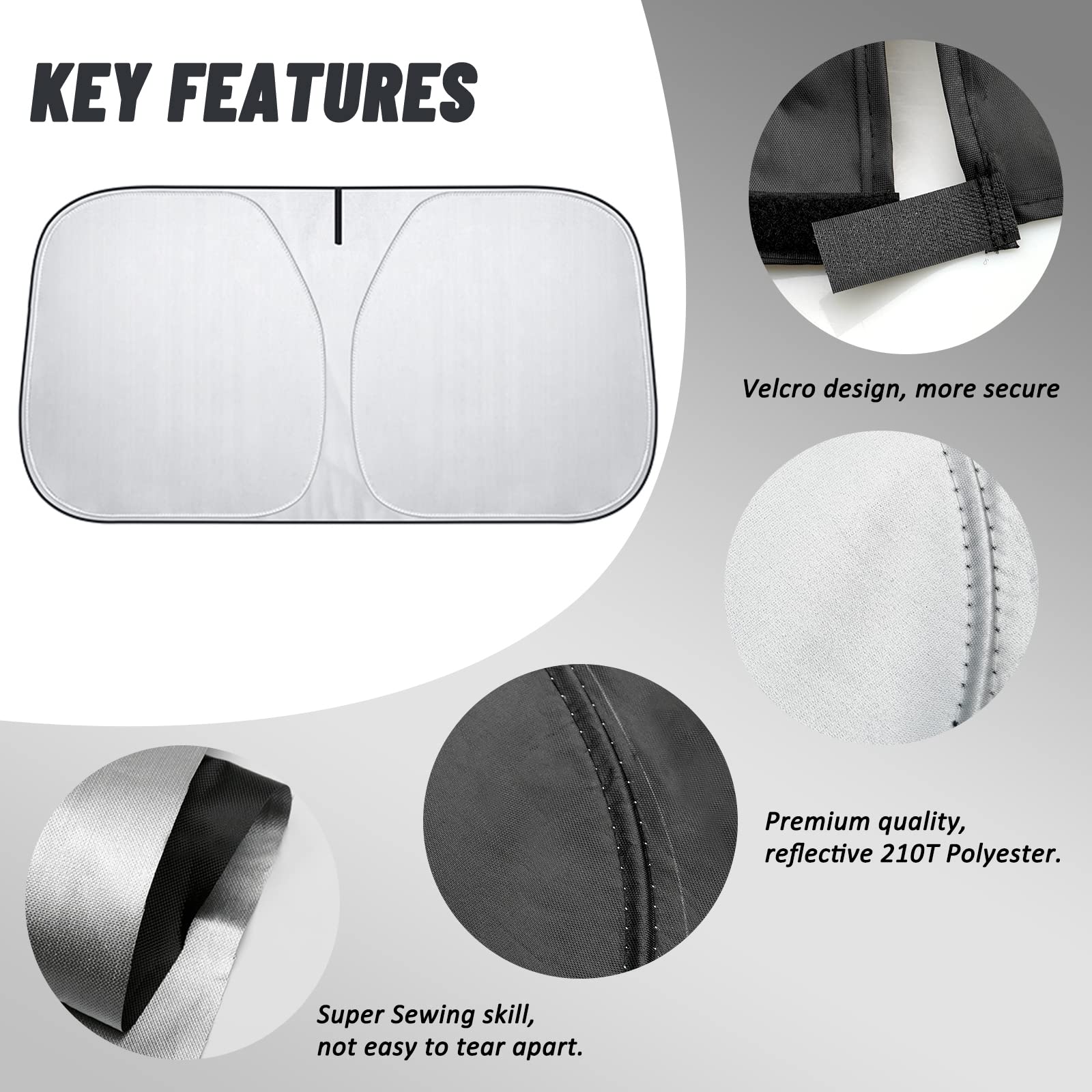 D-Lumina Windshield Sun Shade For 2007-2023 Merce-Des Benz Sprinter & Freightliner Sprinter Accessories, Front Window Sunshade S