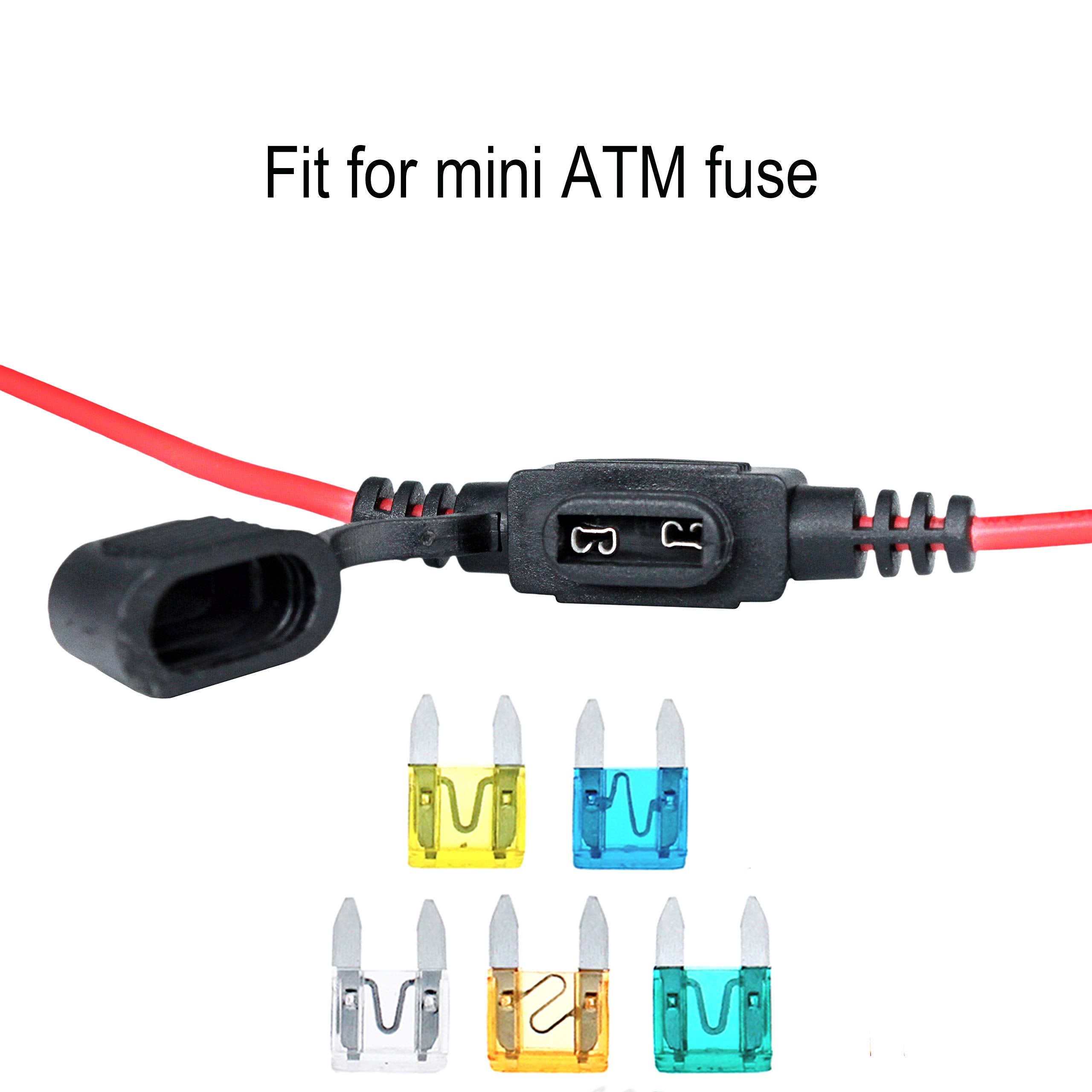VANTRONIK Waterproof Inline Fuse Holder 6 Pack for Mini Fuse, 16 Gauge AWG Wire UL1015, Fit for ATM Blade Fuse, 12 Inches Long