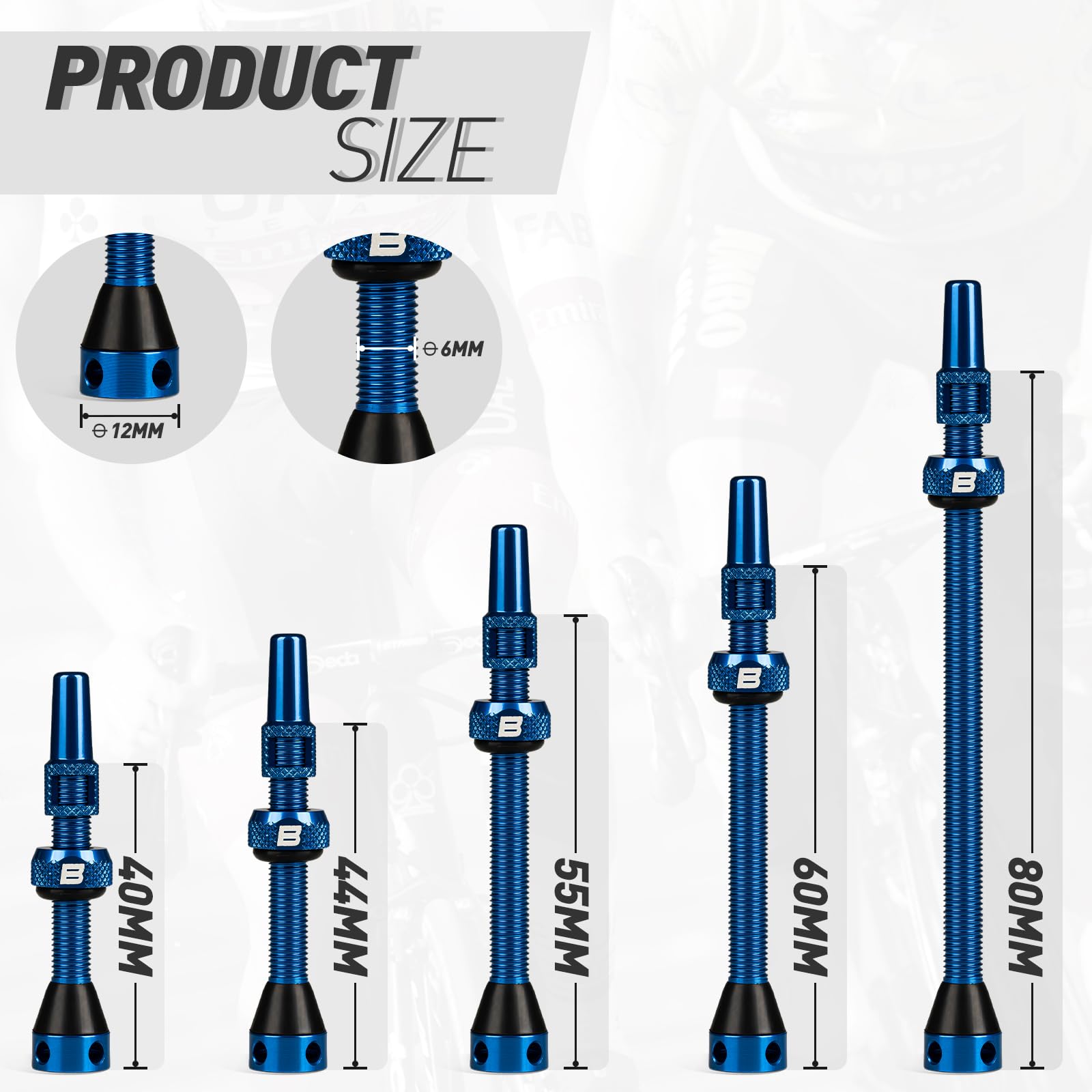 Bwshlf Tubeless Presta Valve Stem 40/44/55/60/65/70/80/100 Mm, Super Light Alloy Presta Valve Stem Kit With Valve Core Remover T