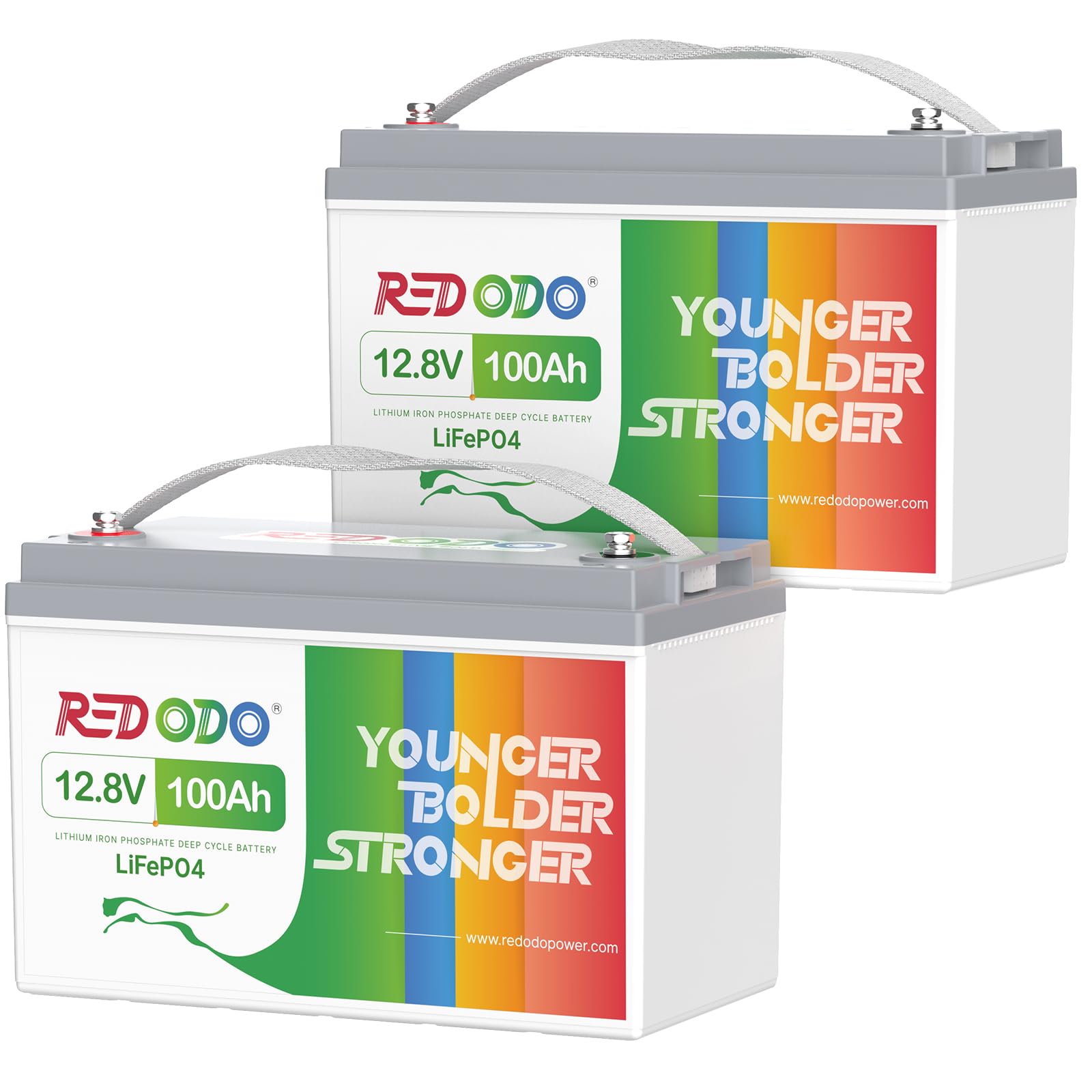 Redodo 12V 100Ah LiFePO4 Battery - 2 Pack, 100A BMS, Deep Cycle, Perfect for RV, Solar, Off Grid, Model R12V100