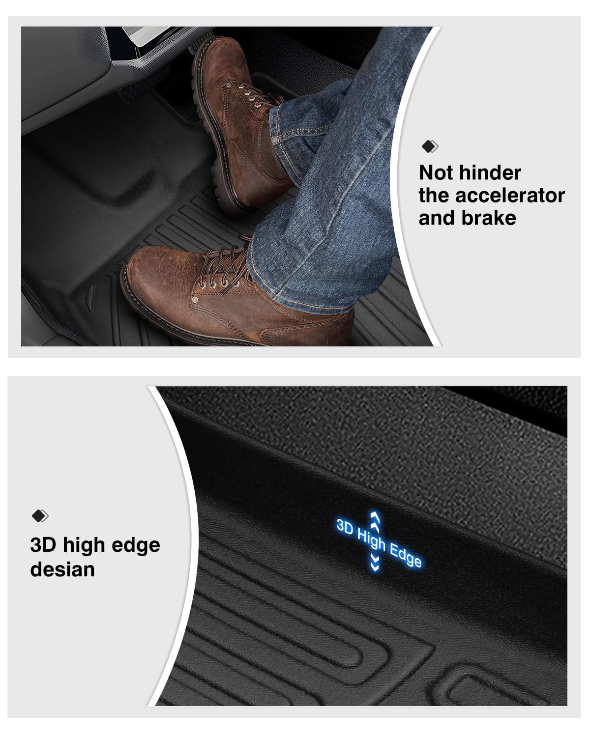 Powerty Floor Mats For 2023 2024 2025 Toyota Crown Accessories All Weather Floor Liner 3D Tpe 1St & 2Nd Row Floor Mat Heavy-Duty