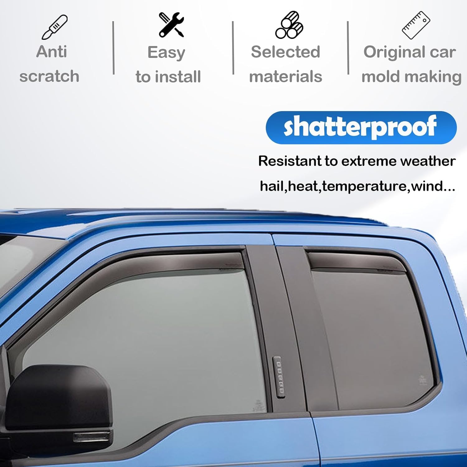 Window Rain Guards For 2001-2012 Ford Escape & 2008-2012 Mazda Tribute, Window Visor Vent Wind Shade Deflector Shield Protector