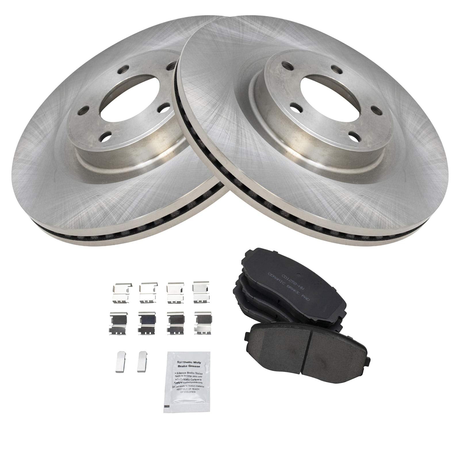 Trq Front Ceramic Brake Pad & 2 Rotor Kit For 07-12 Ford Edge Lincoln Mkx