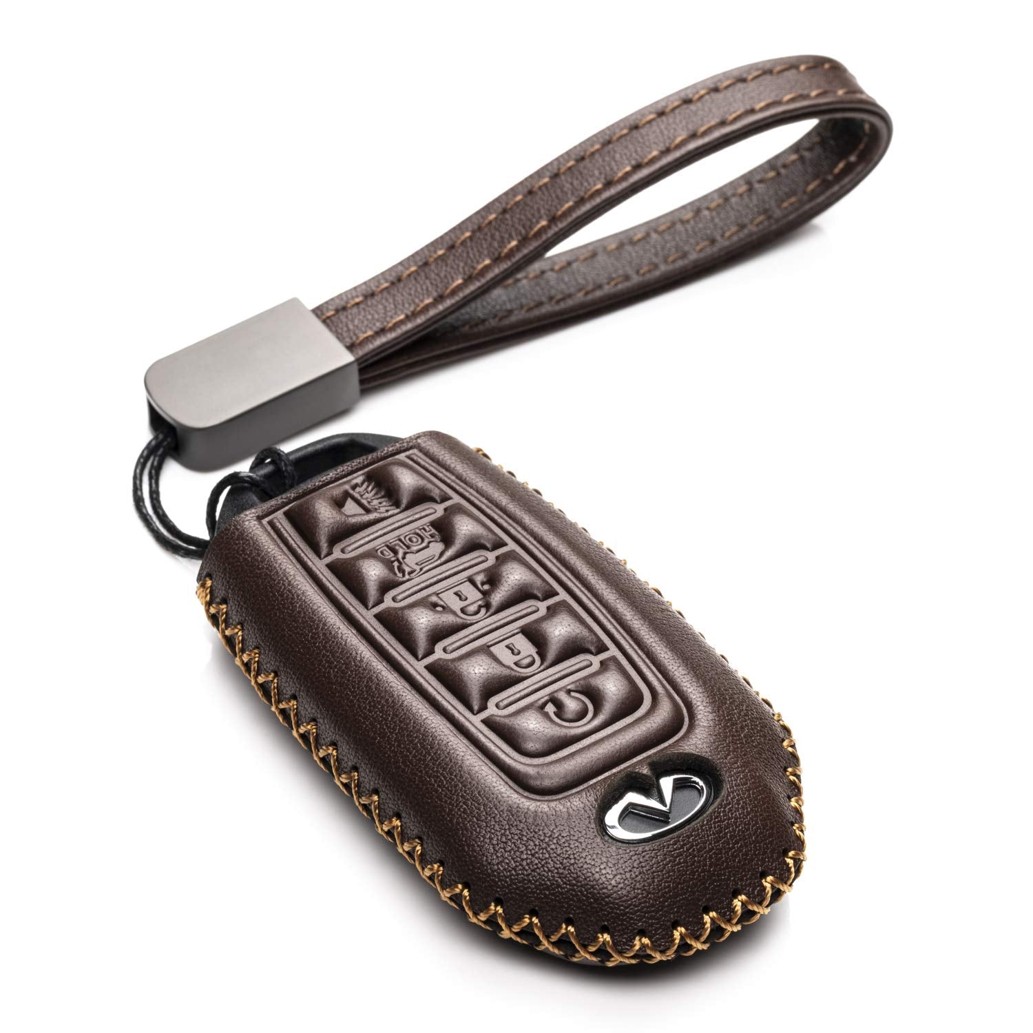 Vitodeco Leather Smart Key Fob Case Cover Protector Compatible for 2018 - 2023 Infiniti QX60, QX50, 2022 - 2023 Infiniti Q50, Q6
