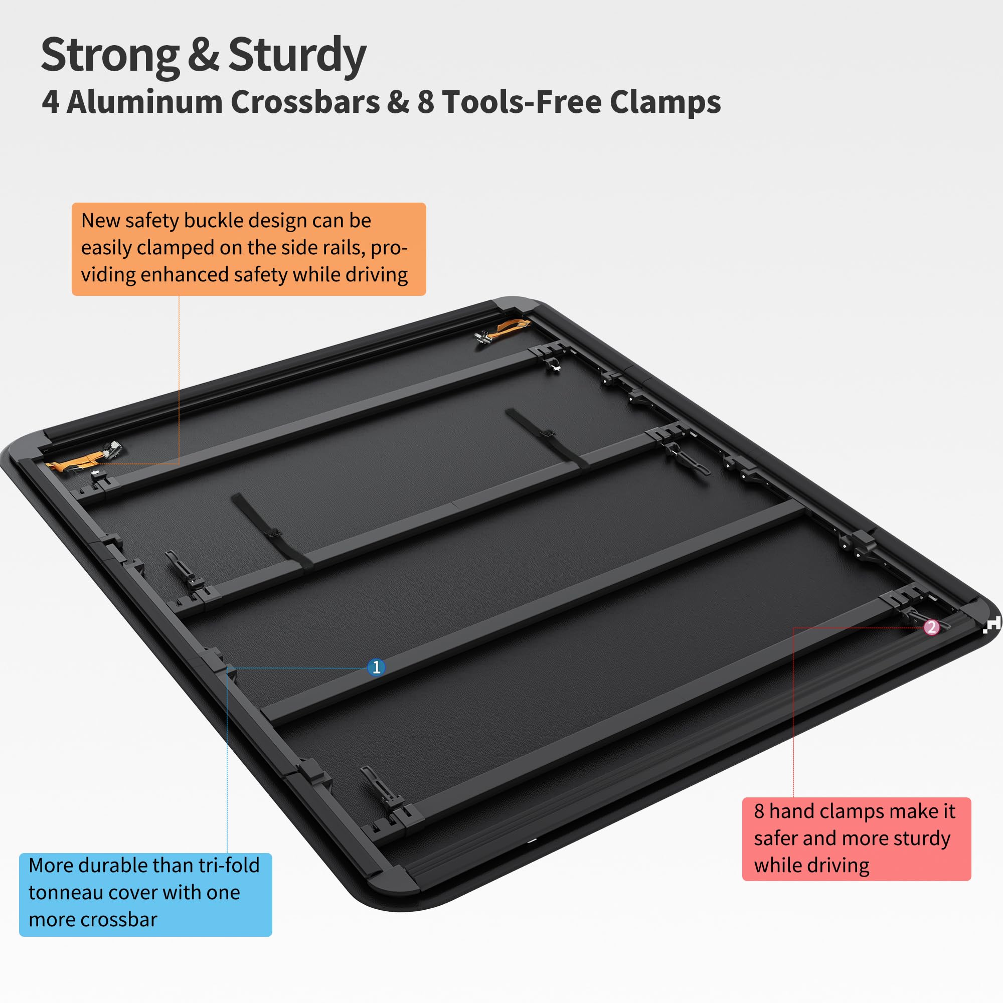 Oedro Soft Quad Fold Truck Bed Tonneau Cover Compatible With 2002-2024 Dodge Ram 1500 (Inclu. Classic & New), 2003-2024 Dodge Ra