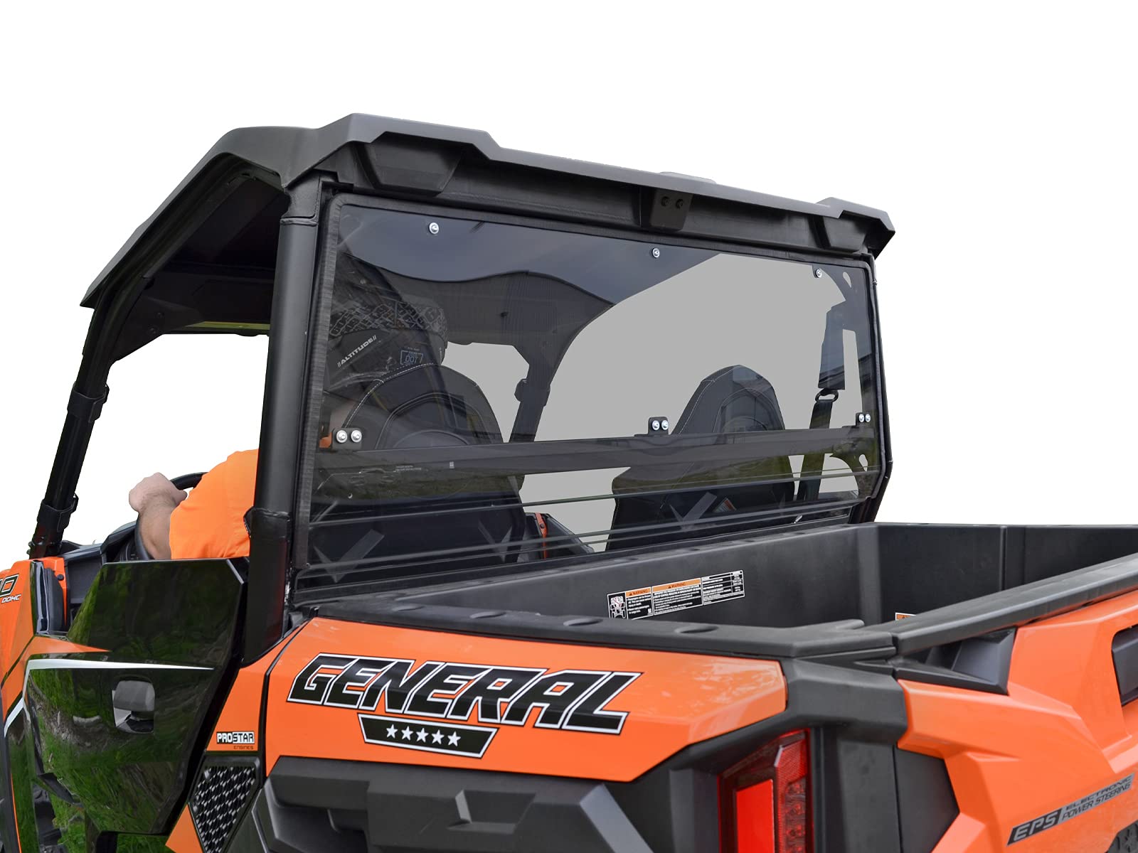 Superatv Heavy-Duty Rear Windshield For 2016+ Polaris General 1000 / 2017+ General 4 / 2020+ Xp 1000 / Xp 4 1000 | 1/4'' Thick L