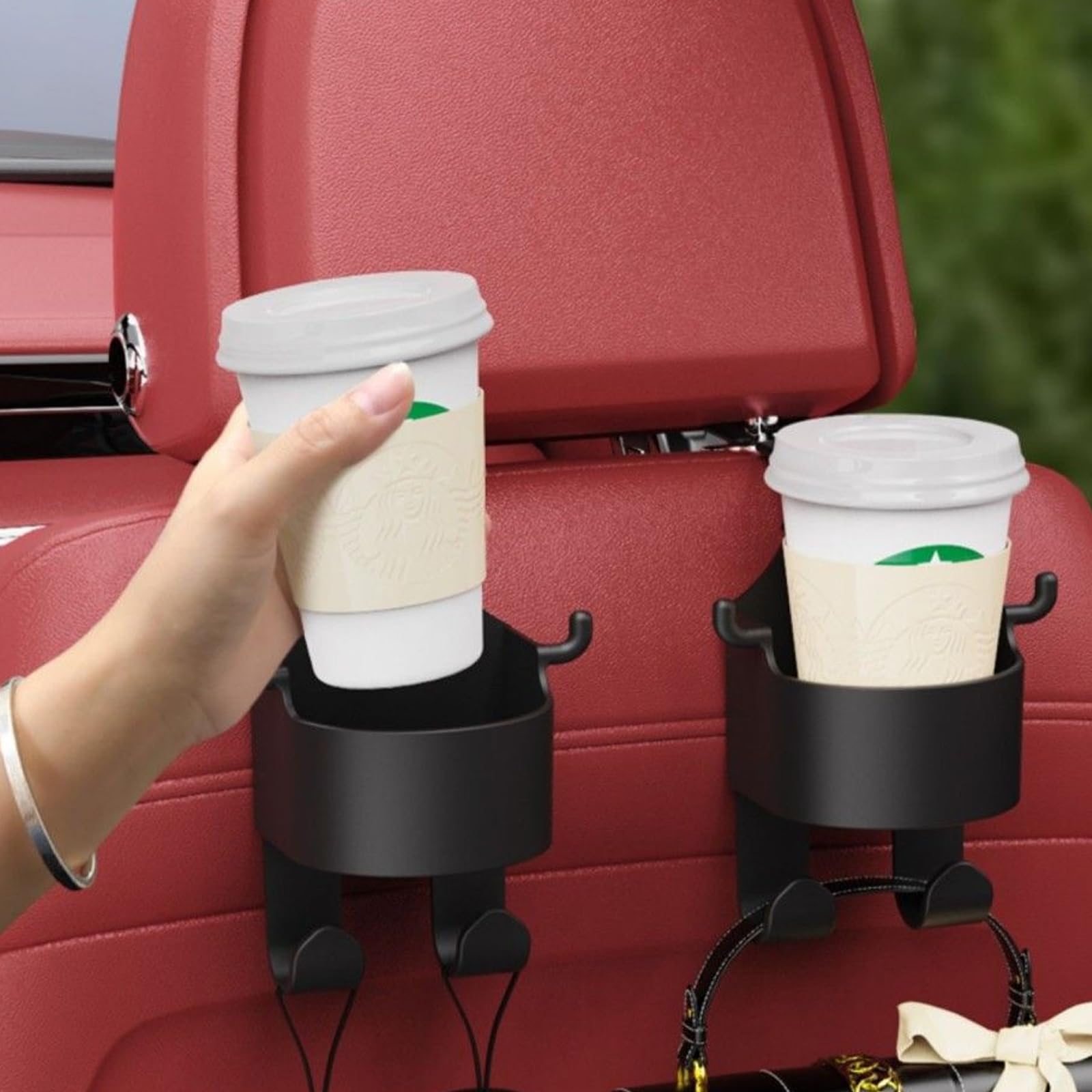 XINYIELE Multifunctional Car Seat Back Hook & Cup Holder, 3 in 1 Backseat Organizer (Type-A 6PCS)