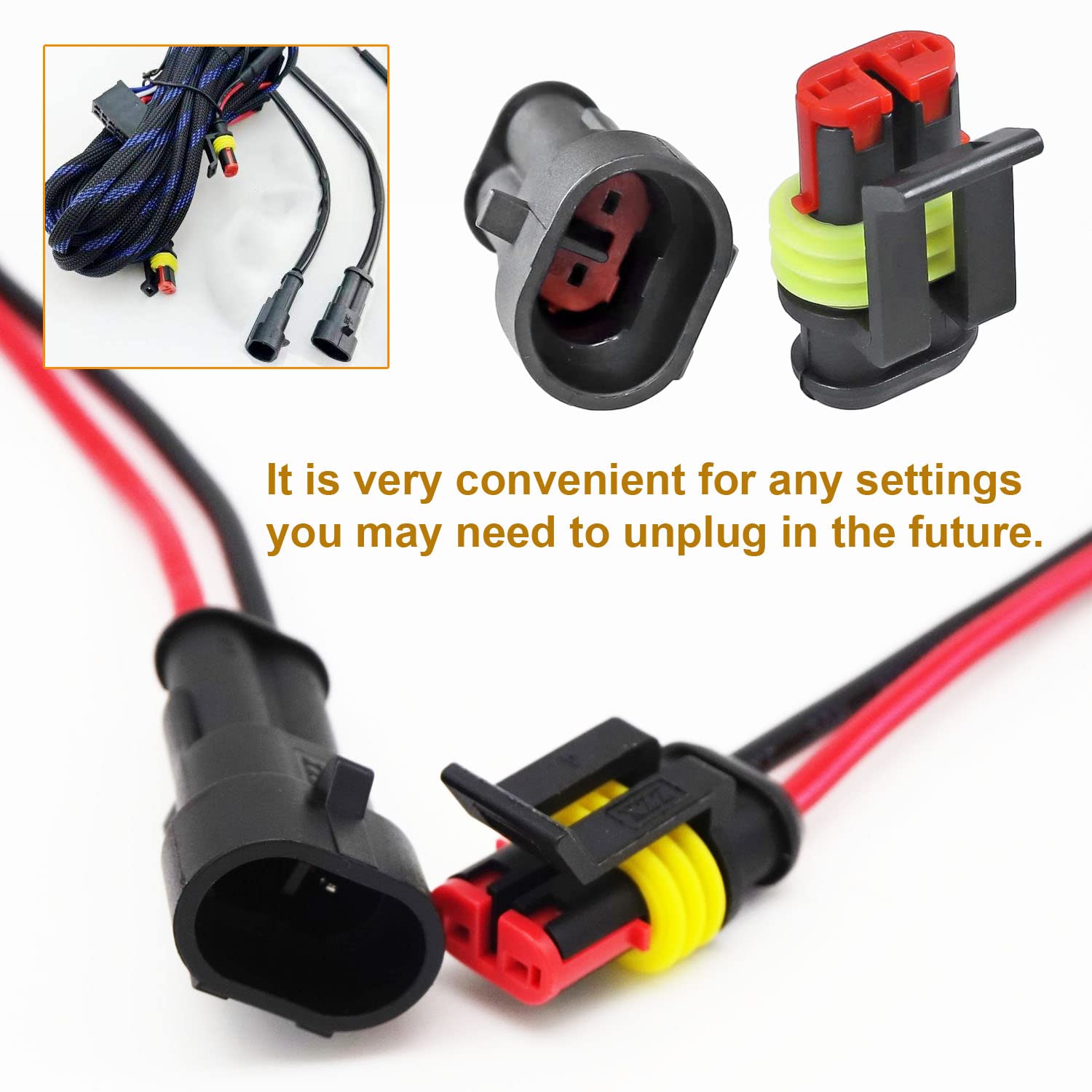 Twippo 20 Kits 2 Pin Connector Automotive Electrical Connectors Quick Connect Waterproof Connector 2 Way Wire Connector
