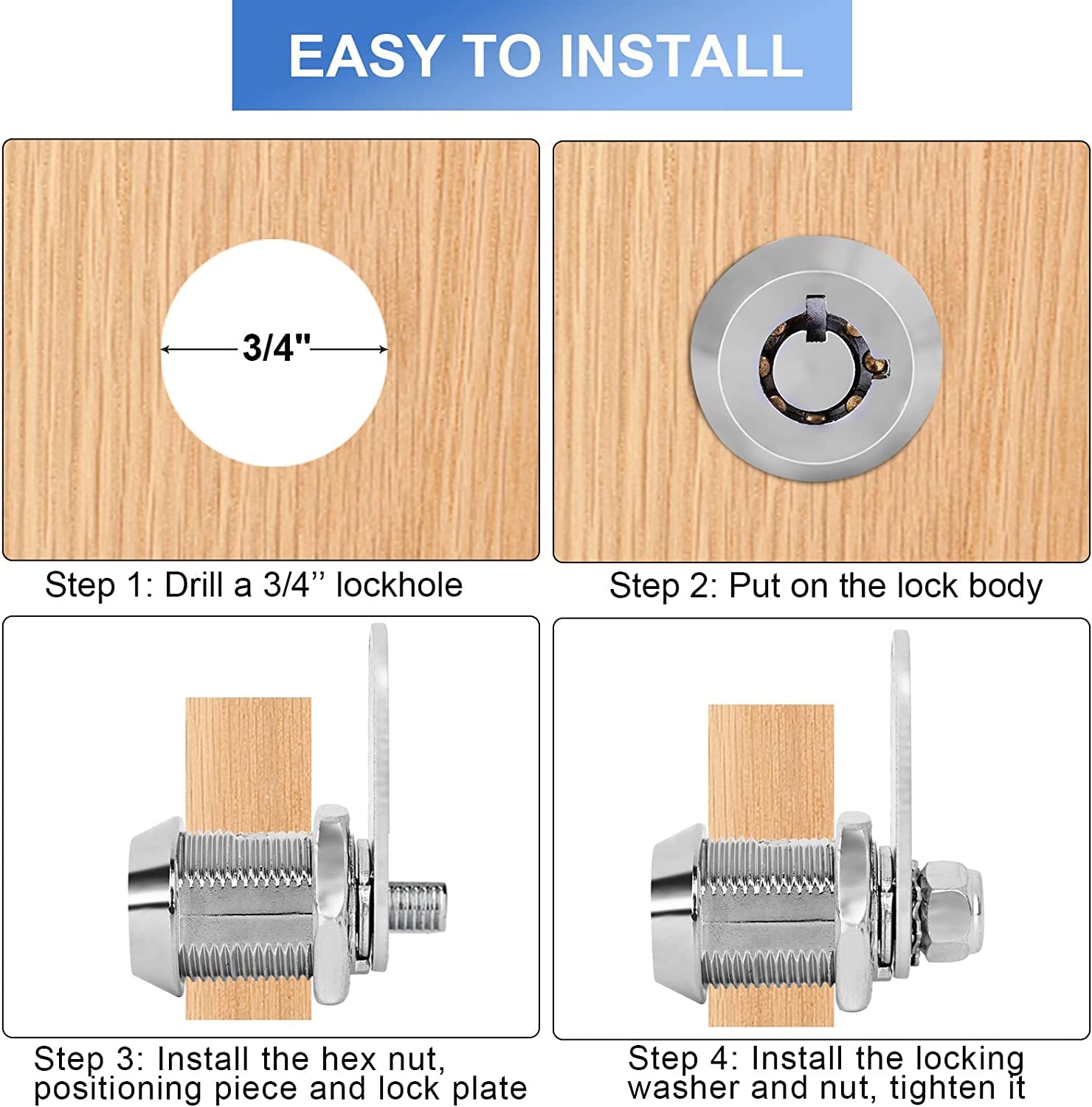 Sissinda Rv Storage Locks - Keyed Alike, 7/8' Fits 9/16' Max Door Thickness, Camper Trailer Cabinet Locks (2Pack)