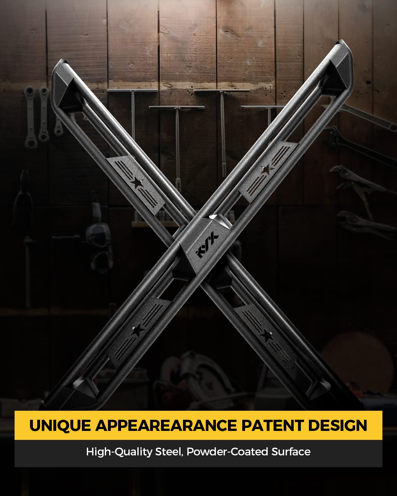 KYX Running Boards - 3 Tube Side Steps for 2007-2018 Wrangler JK, Black Stainless Steel, Model KY8CEN04400U1