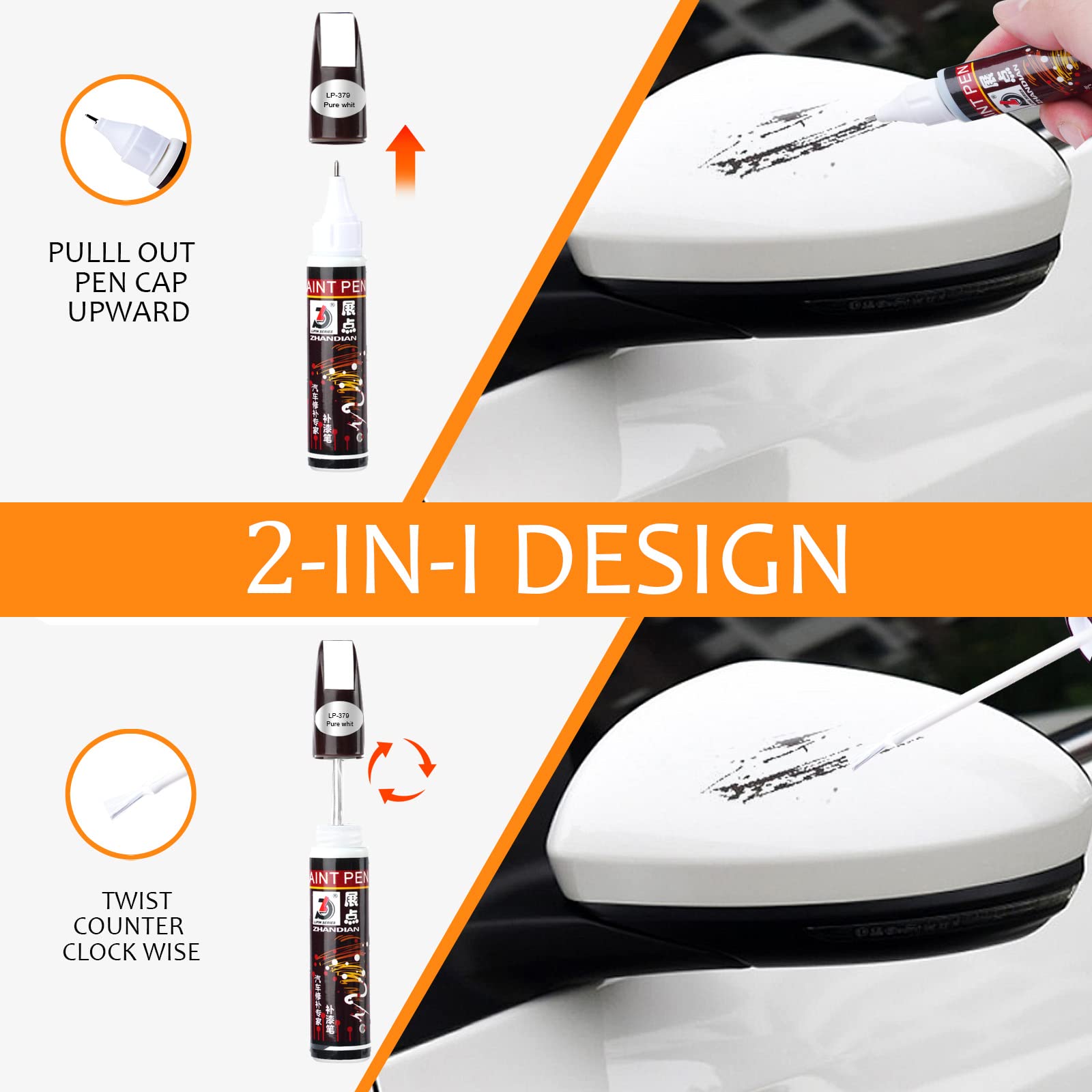 Touch Up Paint Pen For Cars Scratch Removal Repair, Wheel Fill Paint Pen Black/White/Multi-Color Optional For Various Cars (Deep Yellow)