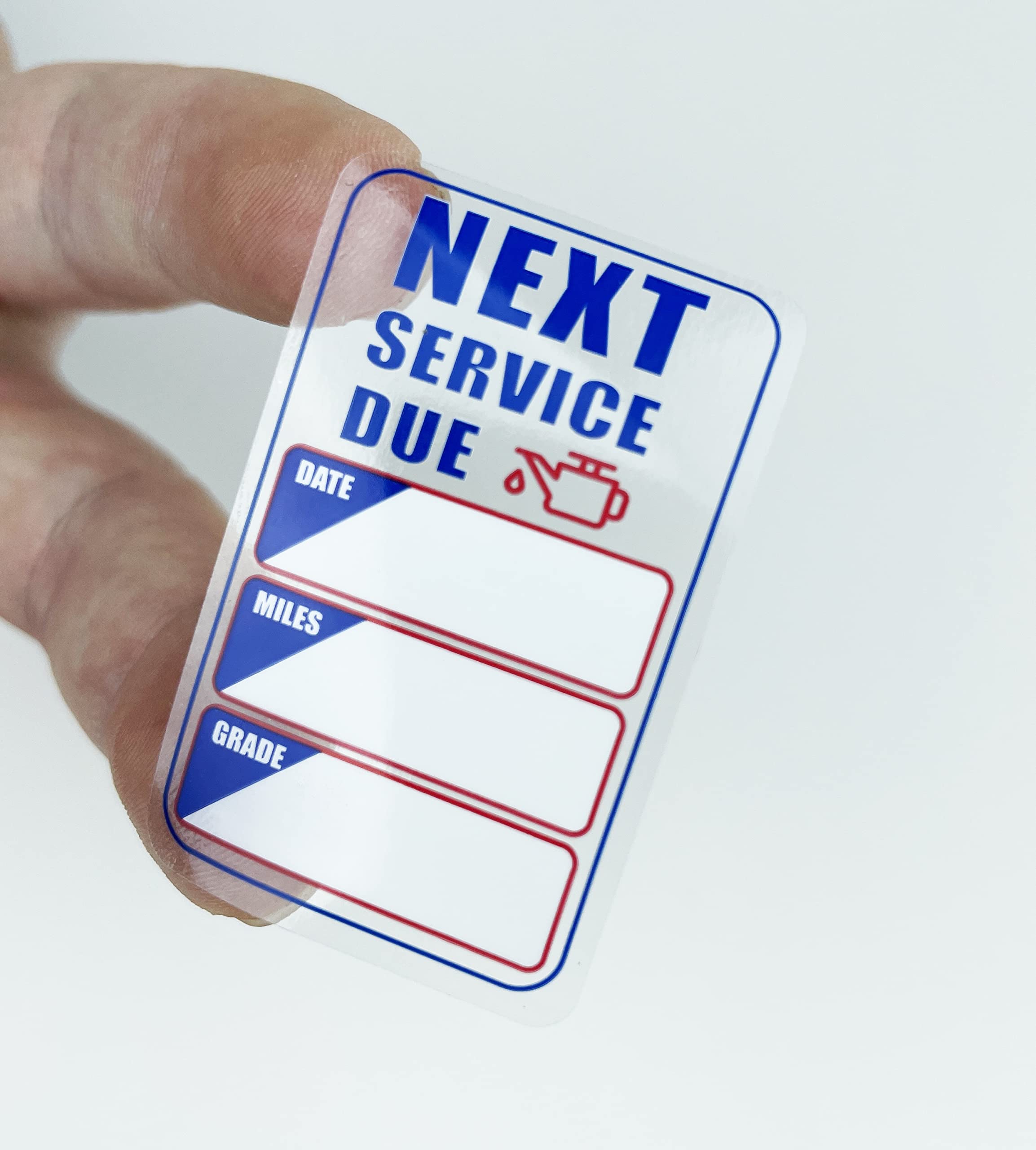 Oil Change Stickers 250 Pcs Per Roll-Service Reminder Stickers - 2'' X 1,25'' Premium Clear Stock-Windshield Stickers-Checkered