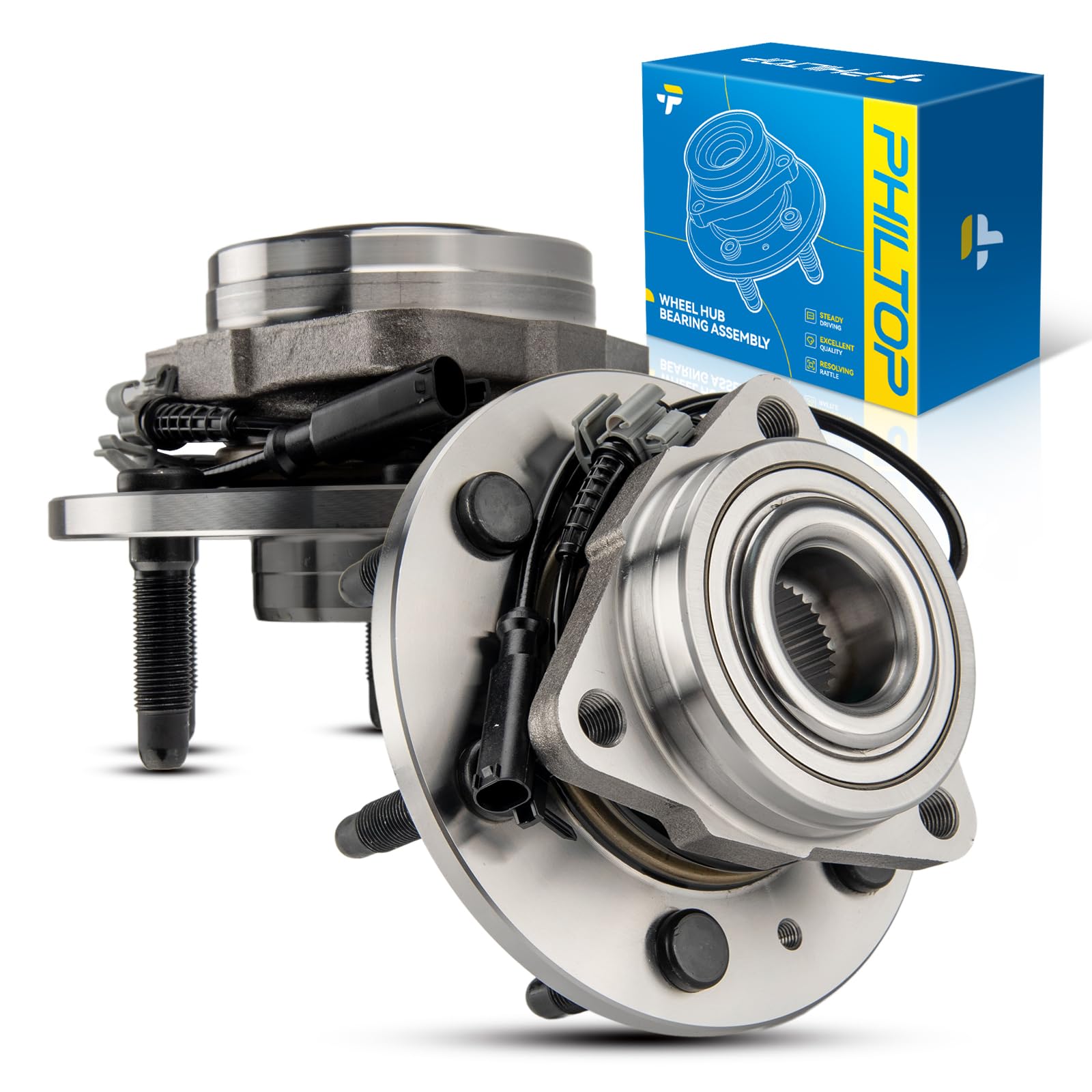 PHILTOP 4WD Front Wheel Hub Bearing Assembly for 07-13 Escalade EXT/Avalanche/Yukon XL 1500/ Sierra 1500, Wheel Bearing for 07-1