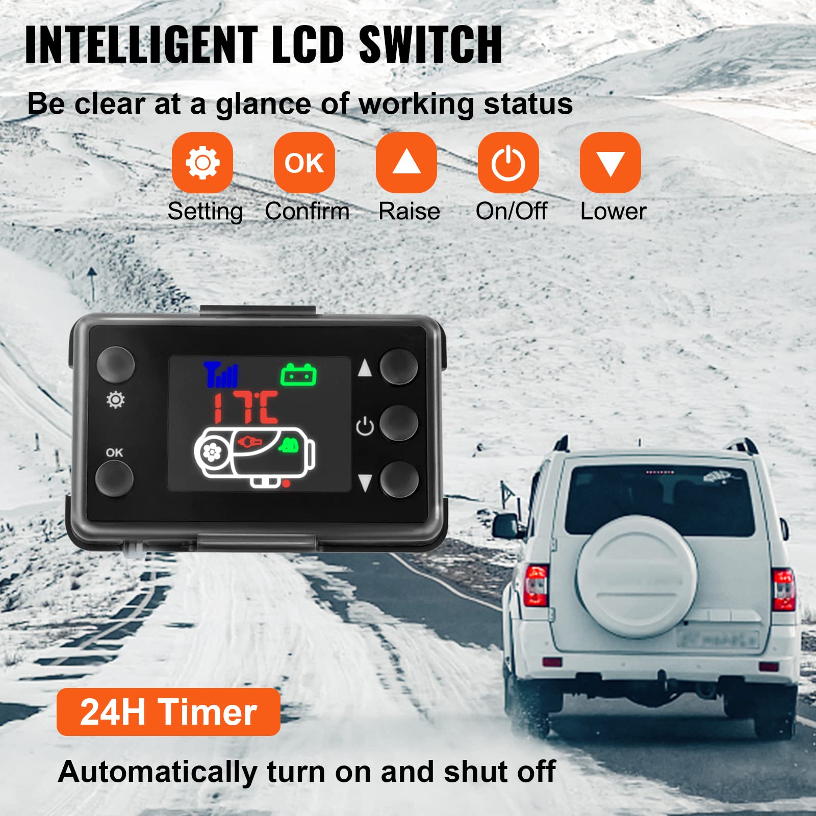 VEVOR 8KW Diesel Air Heater Muffler Diesel Heater 12V 10L Tank Diesel Parking Heater 8000W with Lcd Monitor for Boat Bus RV and