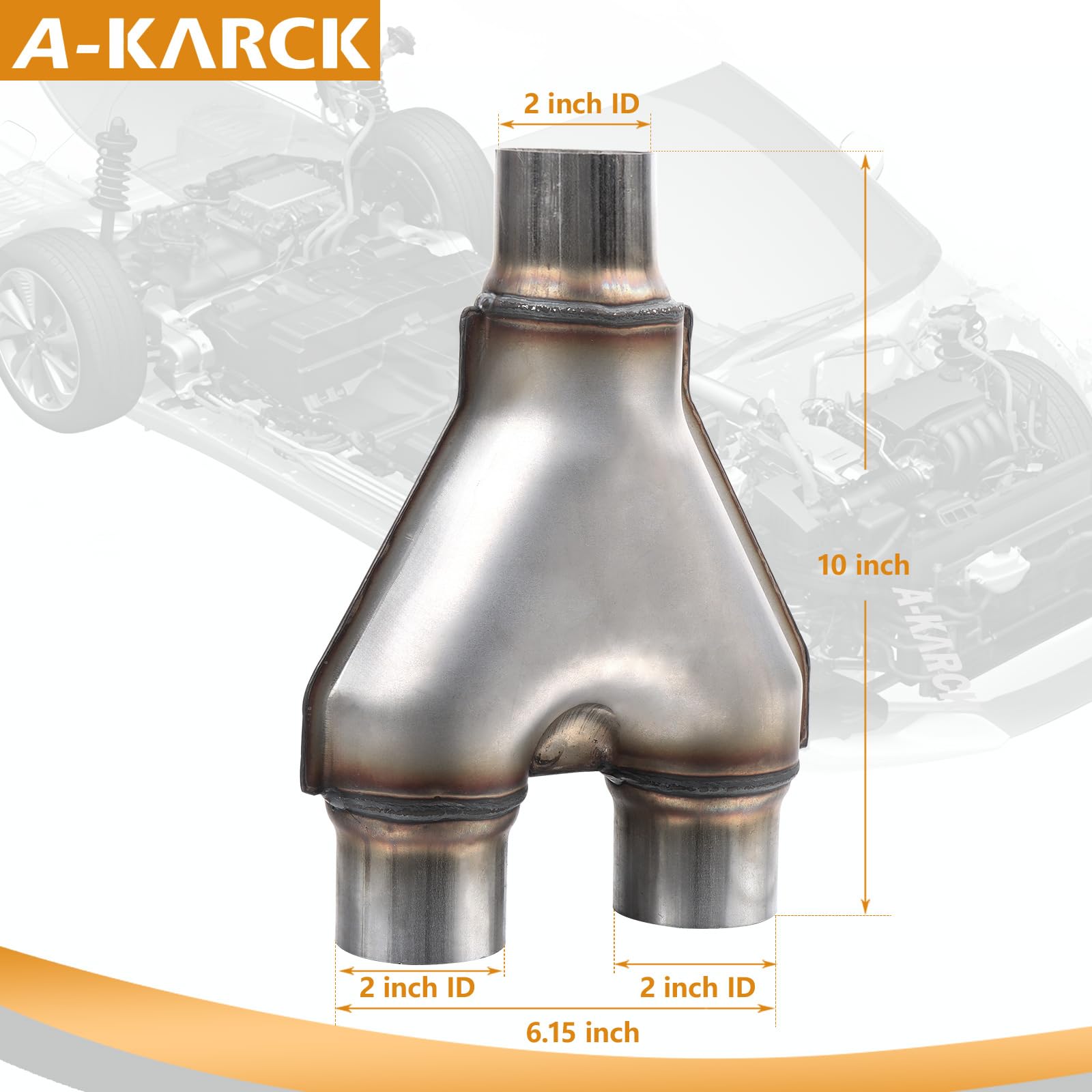 A-Karck Exhaust X Pipe Dual 2.25'' Inlet, 12'' Long Dual 2.25'' Outlet Stainless Steel X Pipe For Smoother Exhaust (Wide-Edge)