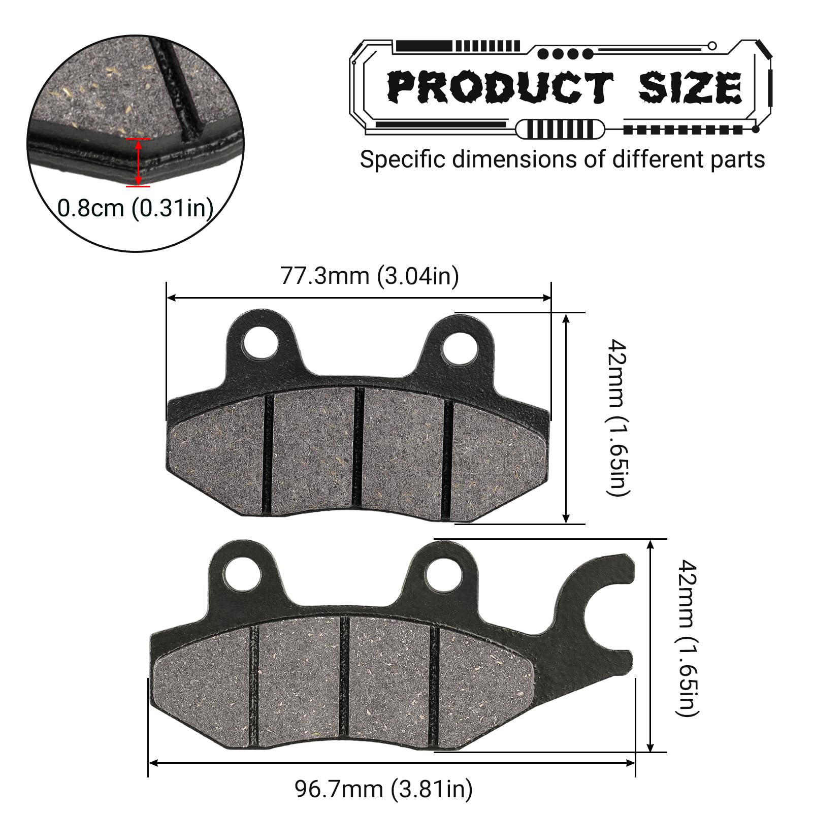 Locopow Front Rear Brake Pads For Kawasaki Ninja 250R 300 400 Ex250 Ex300 Ex400 2008-2023 W175 2018-2019 Z250Sl 2014-2018 Z400 K