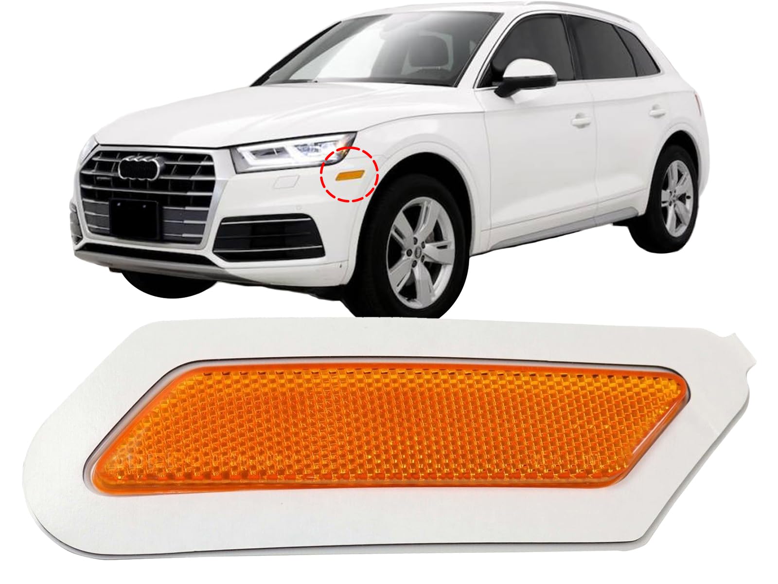 Auto Parts Avenue APA Replacement for Front Side Marker Reflector Audi 2018 2019 2020 Q5 SQ5 Driver Left Side 80A945071 AU108410