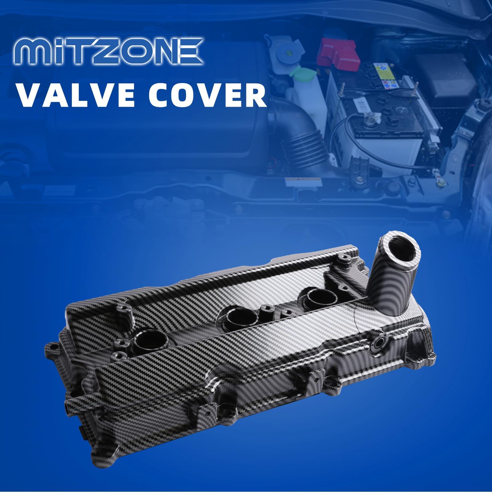 MITZONE Aluminum Valve Cover Set for Nissan 350Z & Infiniti G35, 3.5L V6, Upgrades, Carbon Texture, Includes Oil Cap, Gasket & Bolts