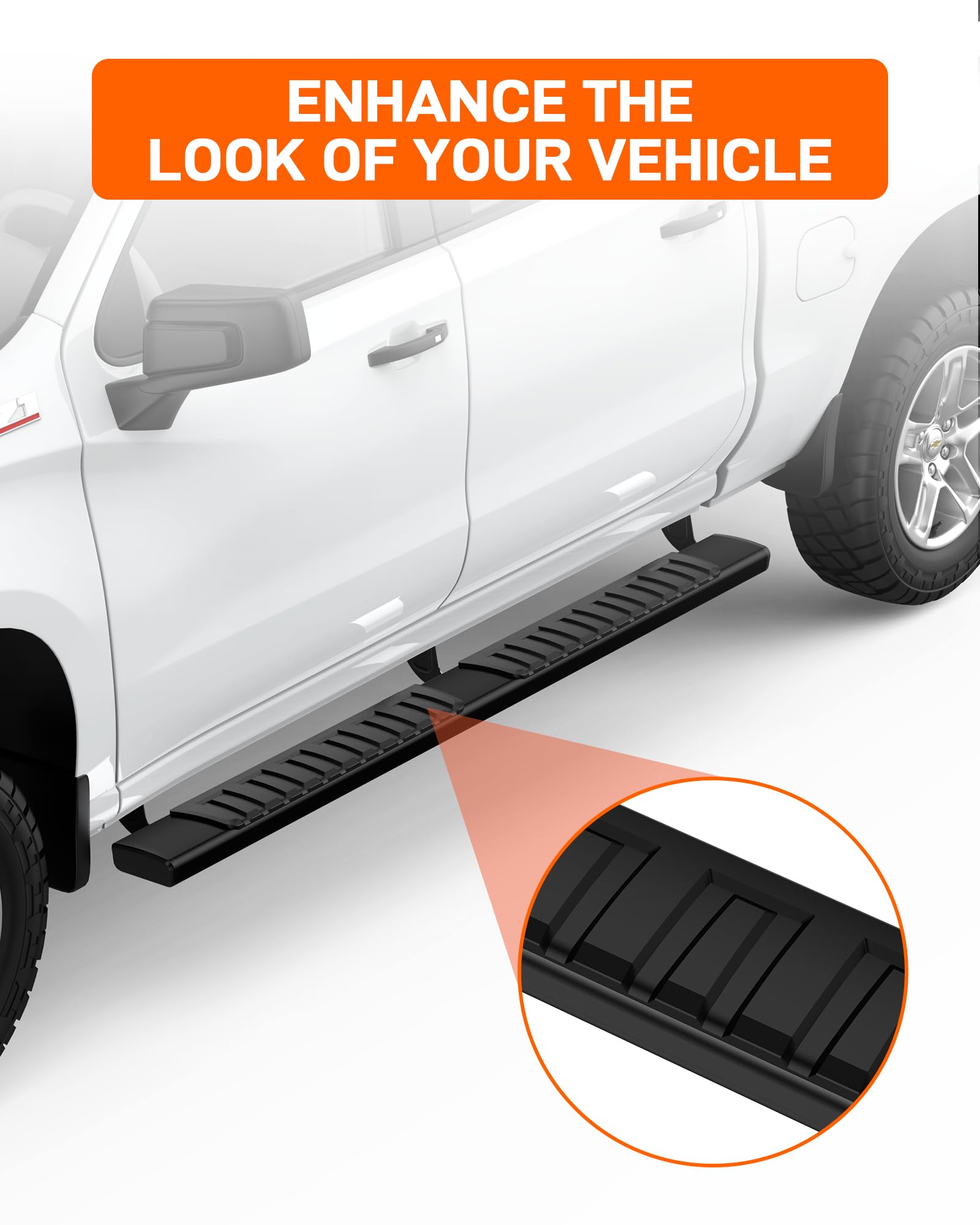 WHIZMIA 6'' Running Boards Compatible with 2007-2018 Silverado/GMC Sierra 1500 Crew Cab,2007-2019 Silverado/Sierra 2500HD 3500HD