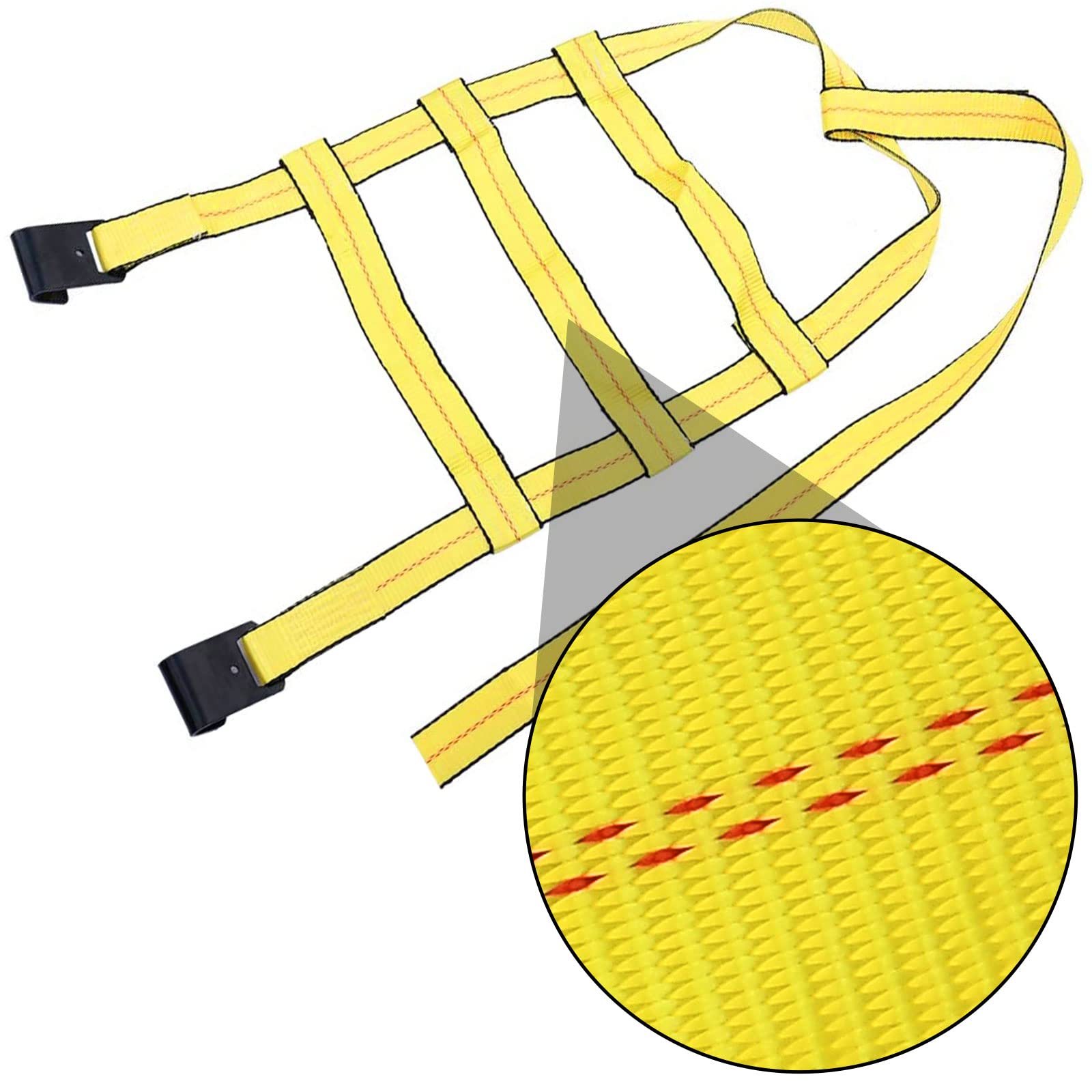 Robbor Tow Dolly Basket Straps With Flat Hook Heavy Duty Car Dolly Straps Universal Fit Most 14-19 Wheels 10,000Lbs Webbing Break Strength Tire Bonnet Yellow
