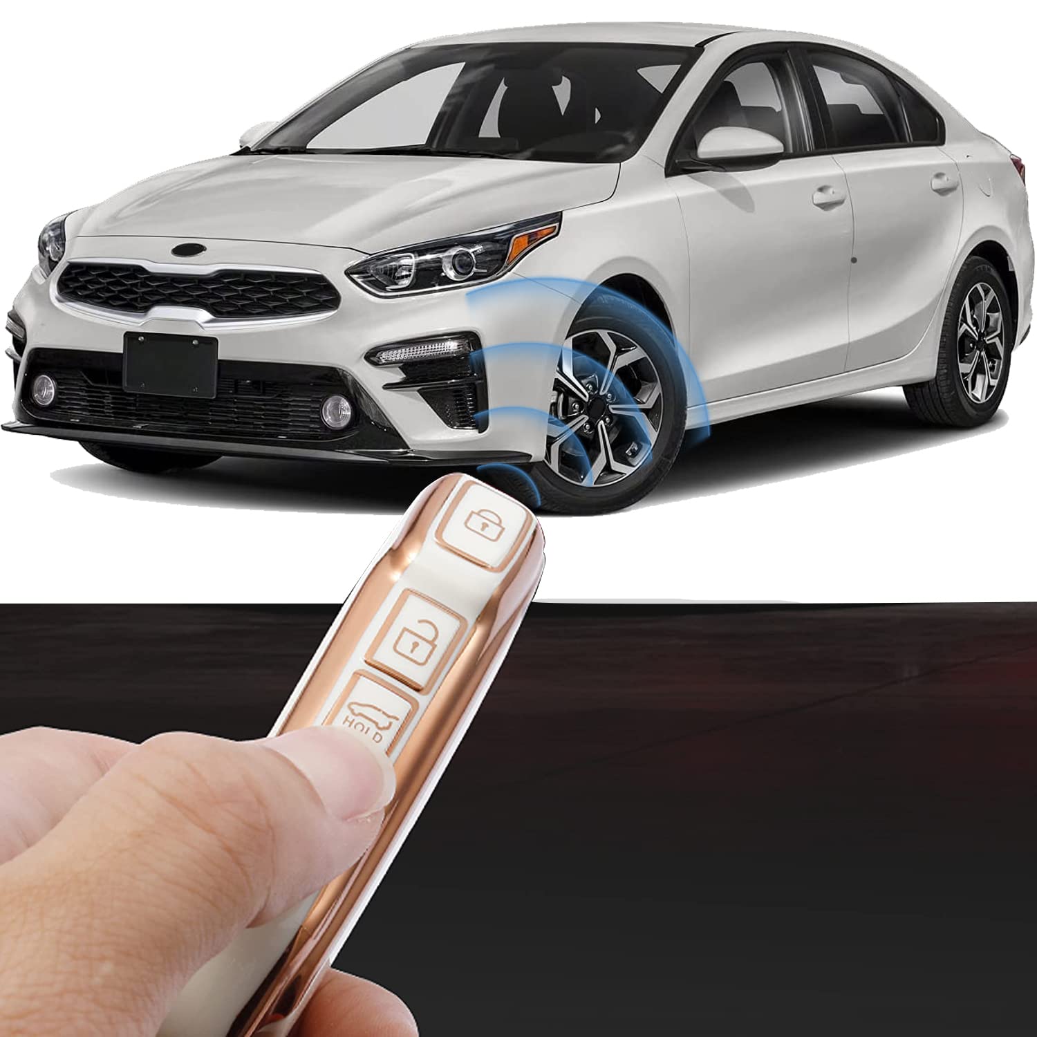 Wsauto For Kia Key Fob Cover Soft 3 4 5 Buttons Tpu Protection Car Key Case Shell With Fashion Gold Bling Keychain Compatible Wi