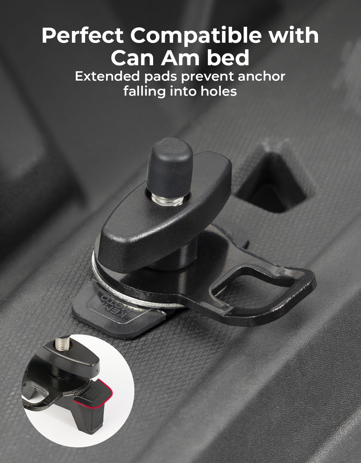 KEMIMOTO Expandable Anchor Mount Tie Down Kit, Stainless Steel & Plastic, Black, Model B0121-00303-BK-M, Compatible with Can-Am & Sea-Doo, 2