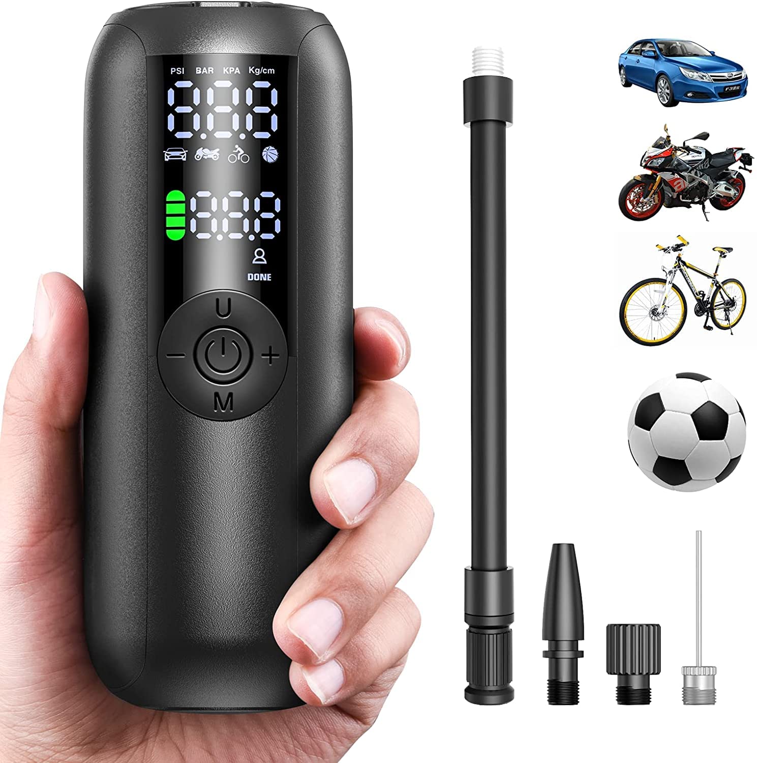 Liltsdrae Bike Pump Bicycle Pump, Tire Inflator Portable Air Compressor For Car, Max 150Psi/10.3 Bar, Auto Shut-Off Air Pump Wit