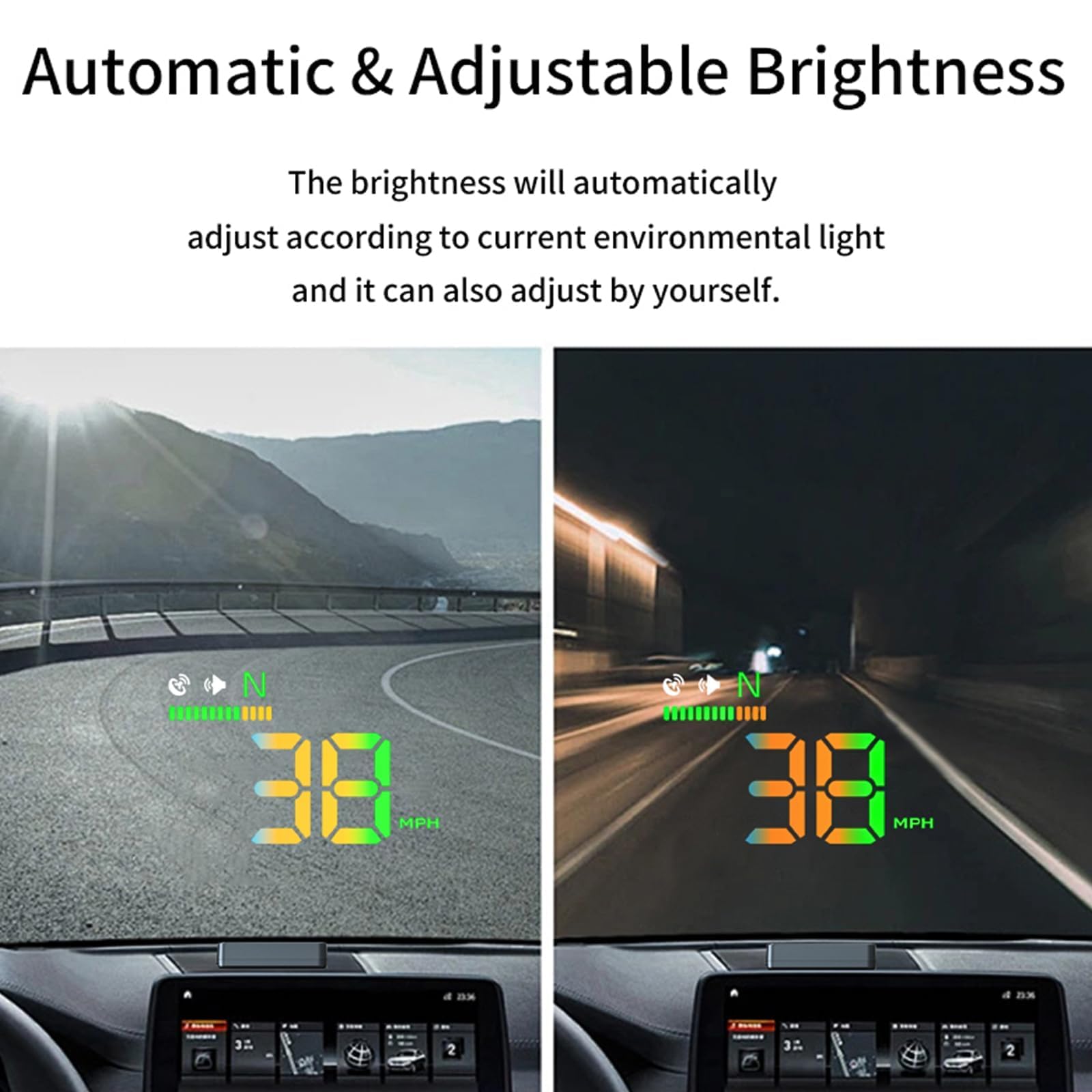 AZIJYV Heads Up Display for Cars, Car HUD H4, GPS Speedometer, First Colorful, Large Font Digital Speedometer GPS with Speed, Co
