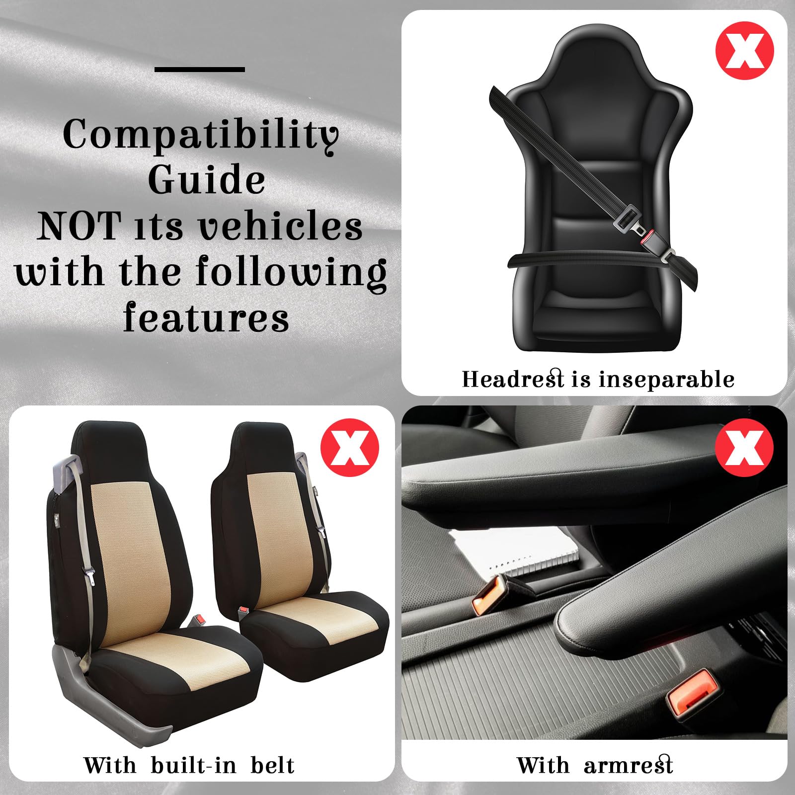 BBTO 19 Pcs Embroidery Cute Car Accessories Set Include Seat Covers, Steering Wheel Cover, Air Vent Clips, Cup Mats, Center Cons