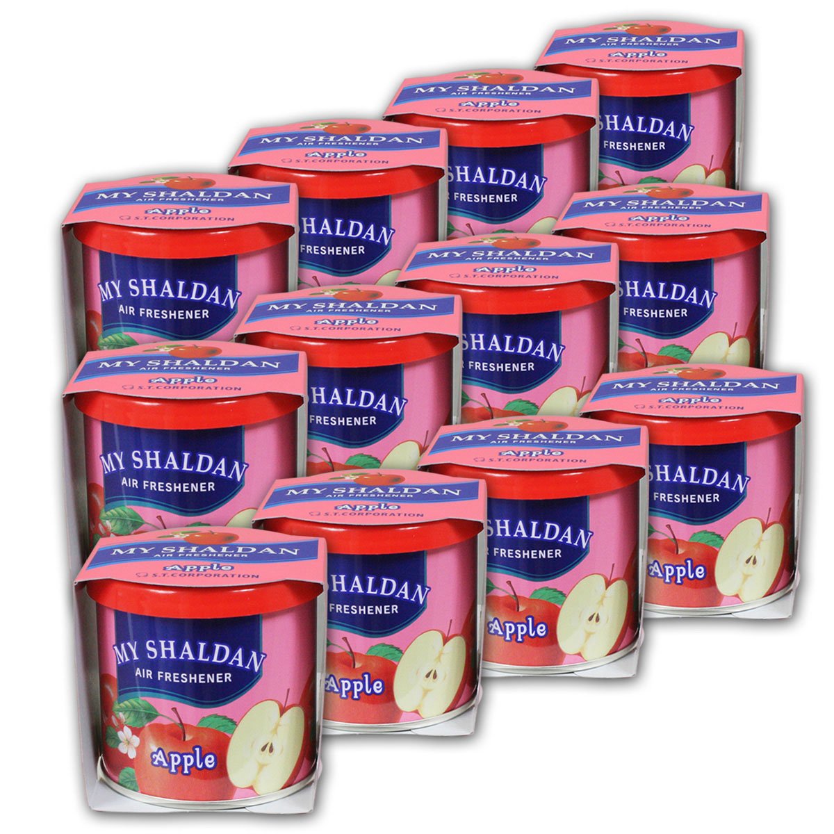 Pack Of 12 My Shaldan Japanese Car Cup-Holder Natural Air Freshener Cans (Apple Scented)