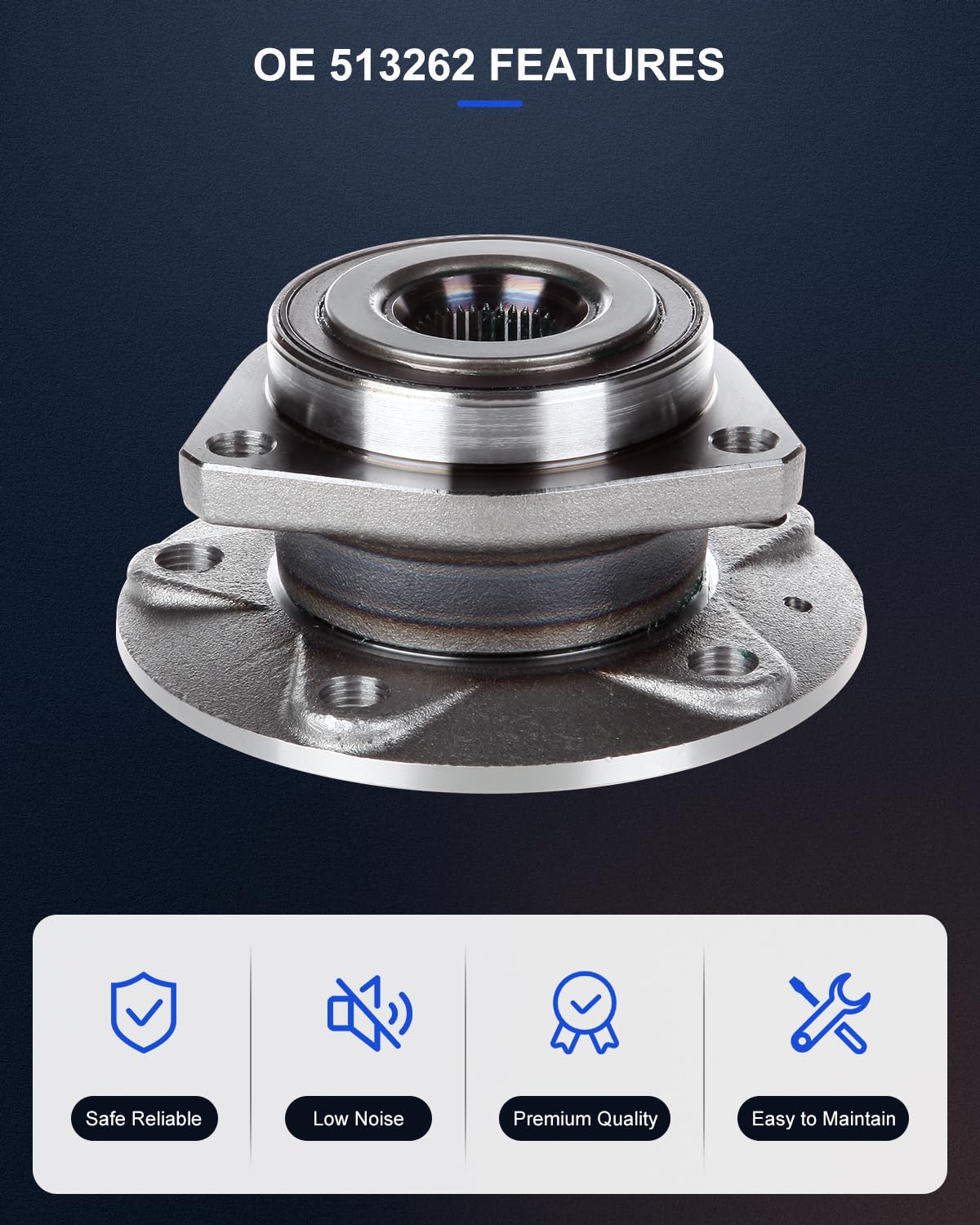 ECCPP Front Wheel Bearing Hub Assembly For Golf Rabbit For GTI Eos R32 A3 2006 2007 2008 2009 2010 2011 2012 5 Lugs w/ABS 513262
