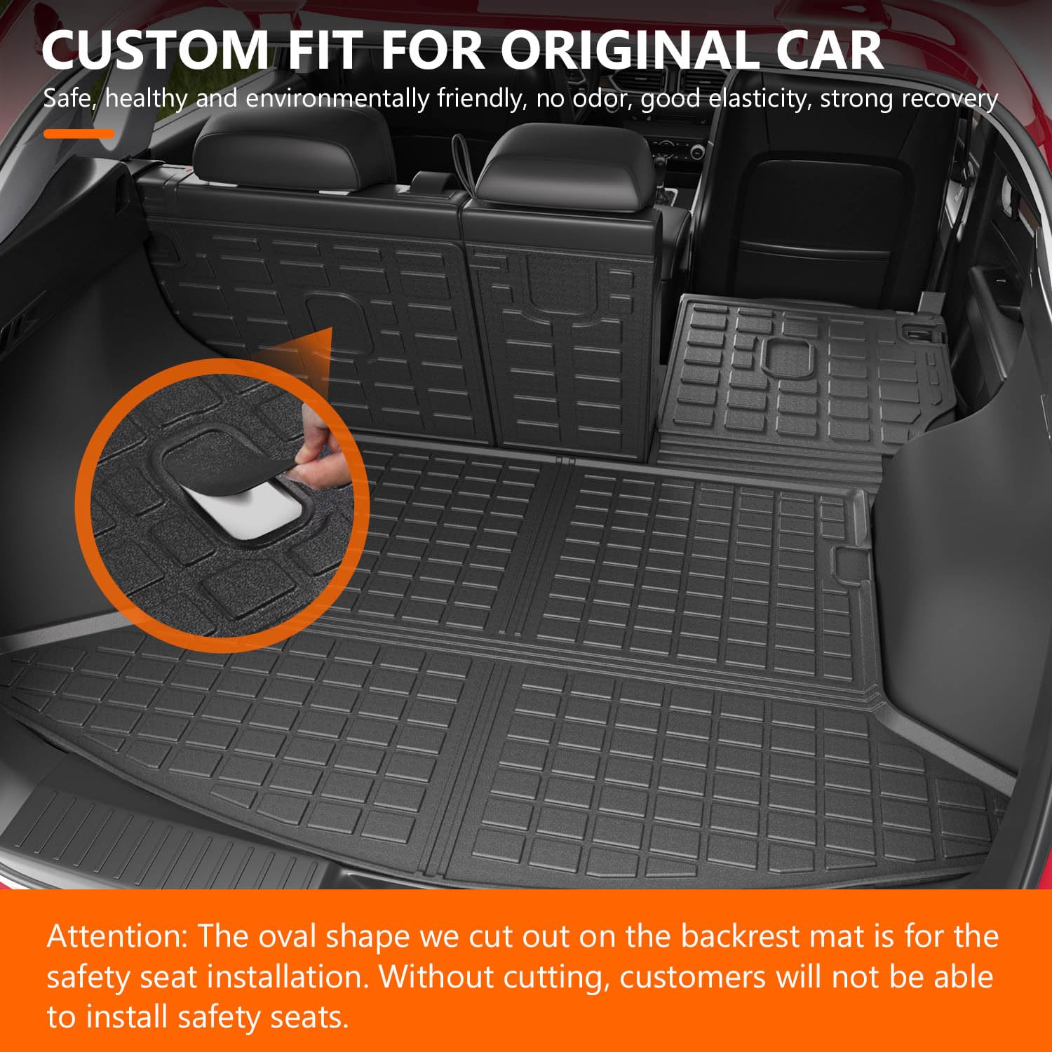 Powoq Cargo Mat Compatible With 2017-2022 Mazda Cx5 Trunk Mat Tpe Cargo Liner Backrest Trunk Liner Replacement For 2017-2022 Mazda Cx-5 Accessories