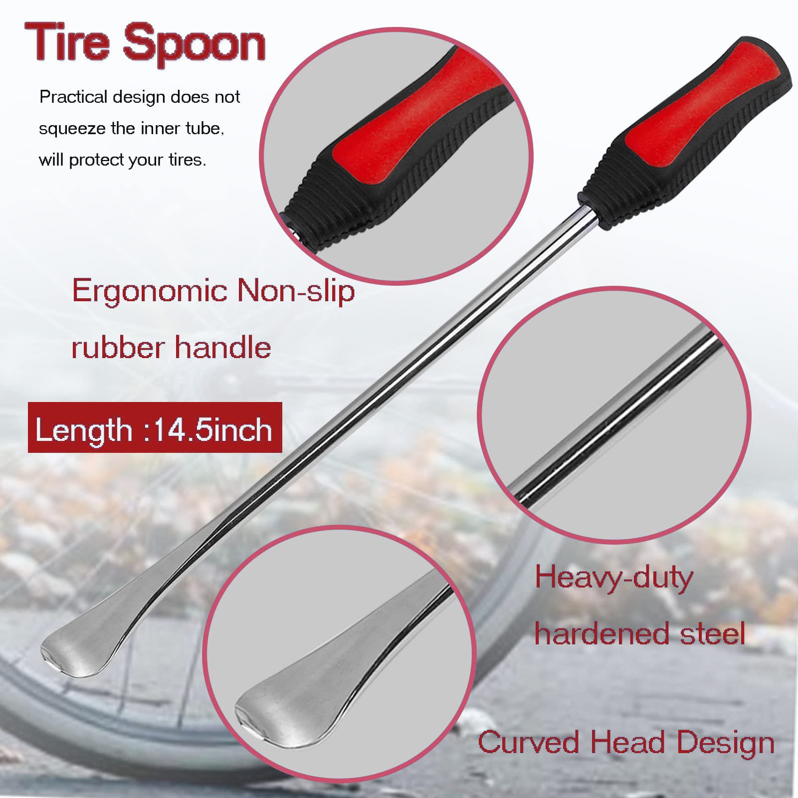 Wintowin 14.5'' Tire Spoons Tool Set, Professional Tire Changing Kit For Dirt Bike, Motorcycle, Wheelchair, Lawn Mower, Tractor,