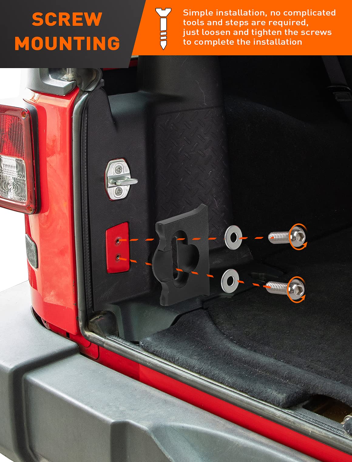 Savadicar TL01 Tailgate Limiter, Aluminum Alloy Rear Trunk Door Latch, Tail Gate Stopper for 2007-2018 Jeep Wrangler JK JKU 2-Do