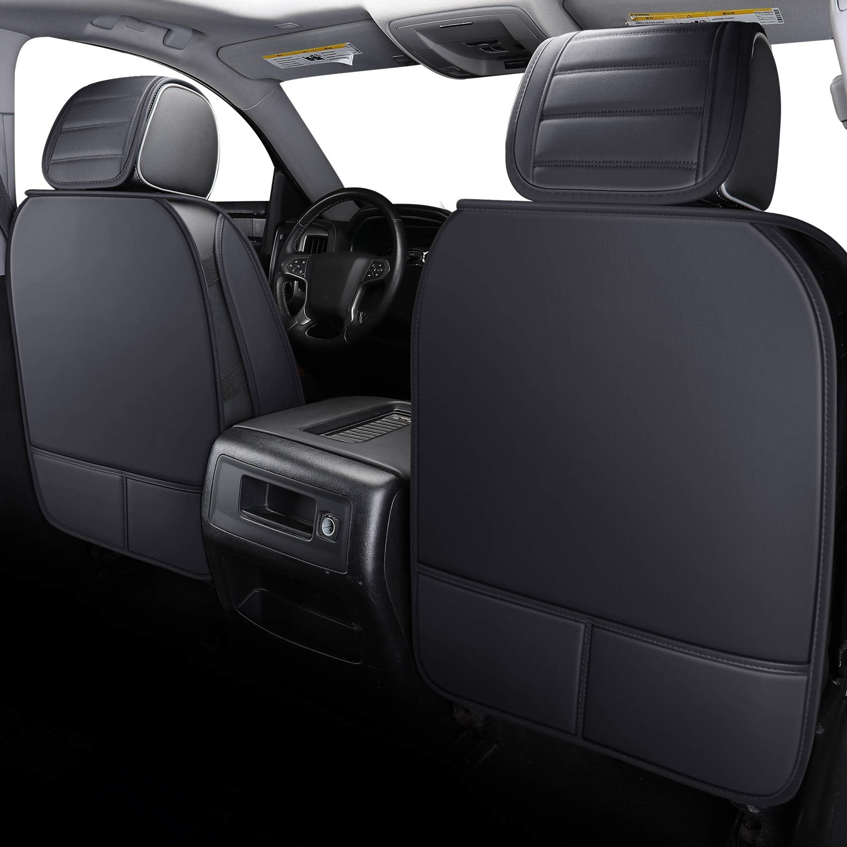YIERTAI Car Seat Covers for Chevy Silverado GMC Sierra 2007-2026, Waterproof Faux Leather, 5 PCS Full Set, Black