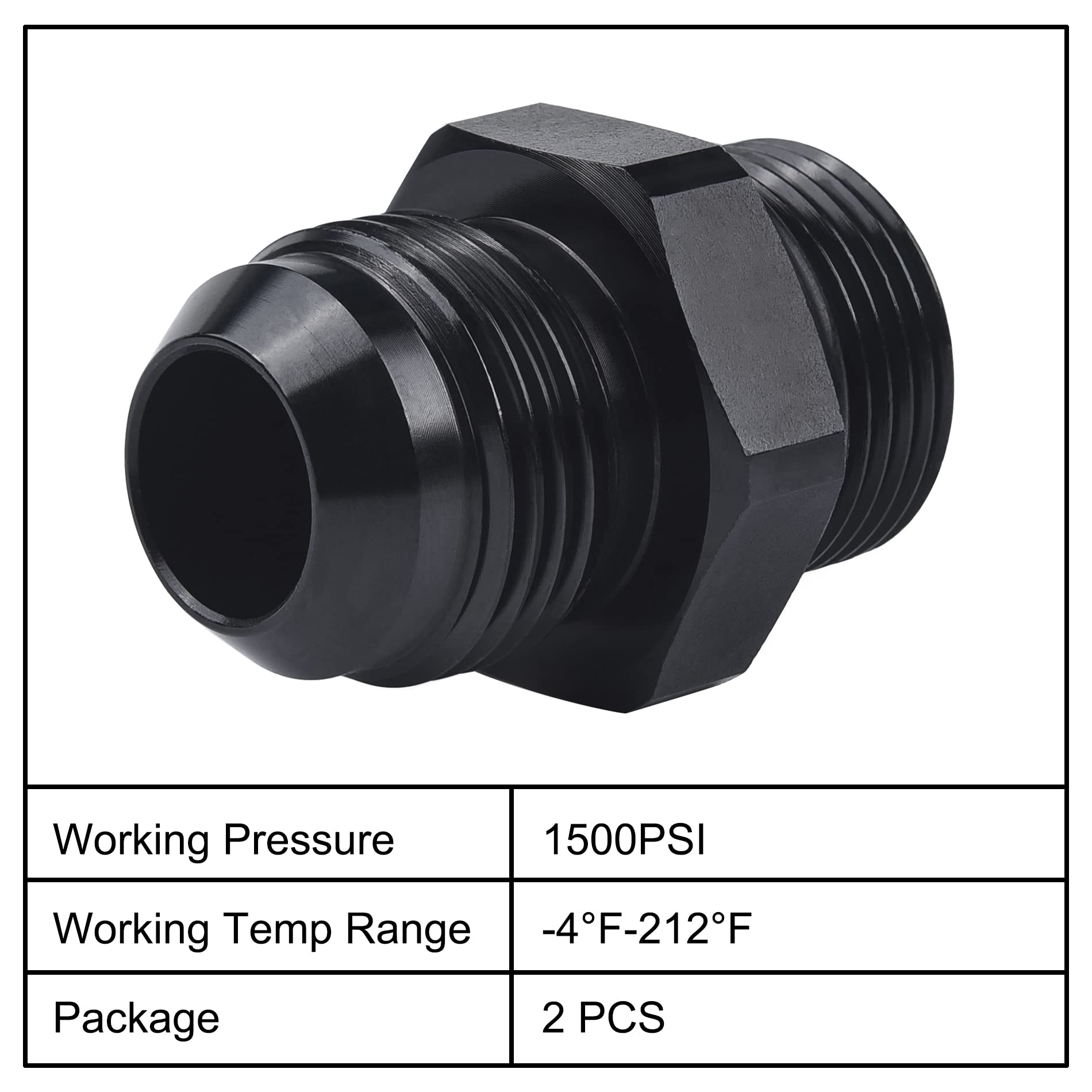 Evil Energy 10An Male Flare To M22 X 1.5Mm Male Metric Fitting Adapter Aluminium Alloy 2Pcs