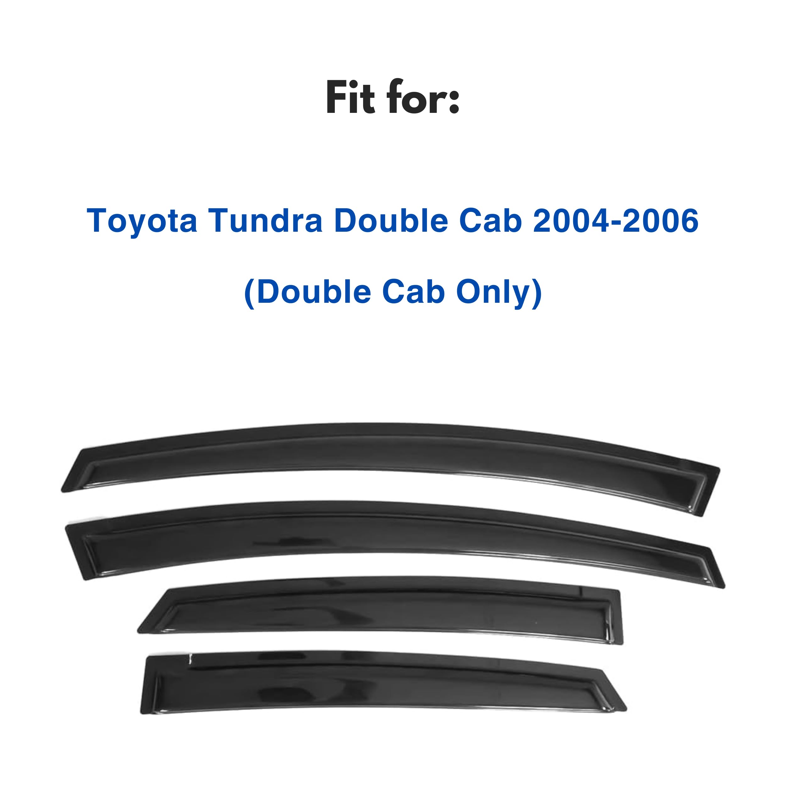 Ig Window Visor For Toyota Tundra Double Cab 2004-2006, Rain Guard Tape-On Extra Durable Side Vent Window Deflector, 2004 2005 2