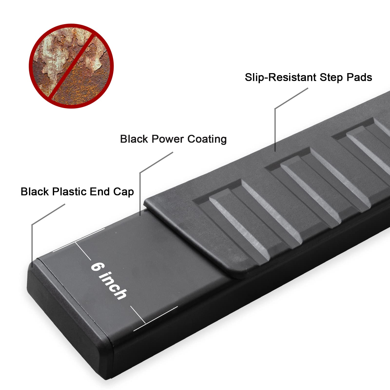 Climwa 6 Inch Running Boards Compatible With 2019-2025 Ford Ranger Super Crew Cab With 4 Full Size Doors.Ford Ranger Steps Rock Sliders Step Bar Side Steps.Stainless Steel
