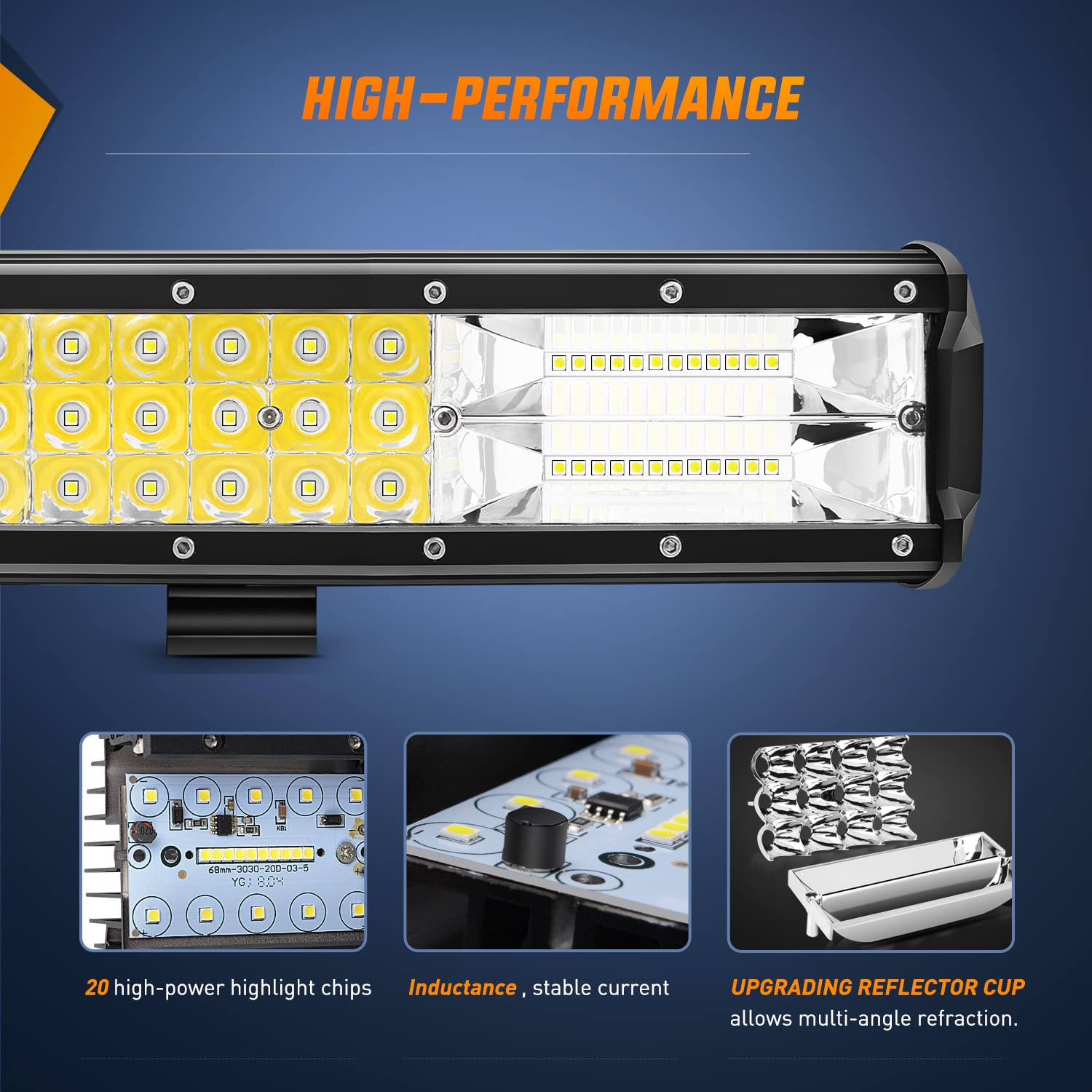 Nilight Led Light Bar 20Inch 288W Flood Spot Combo 28800Lm Off Road Driving Lighting With Wiring Harness For Trucks Tractor Trai