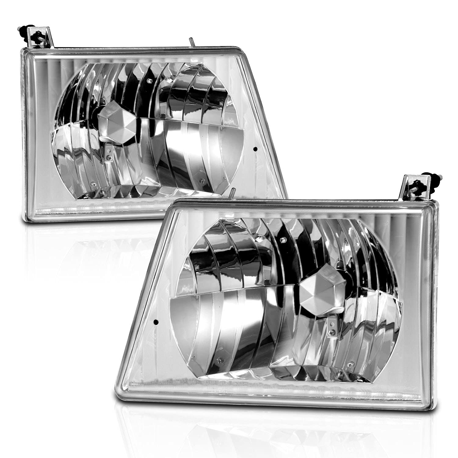 AmeriLite Crystal Headlights for Ford Econoline - Clear Passenger & Driver Side