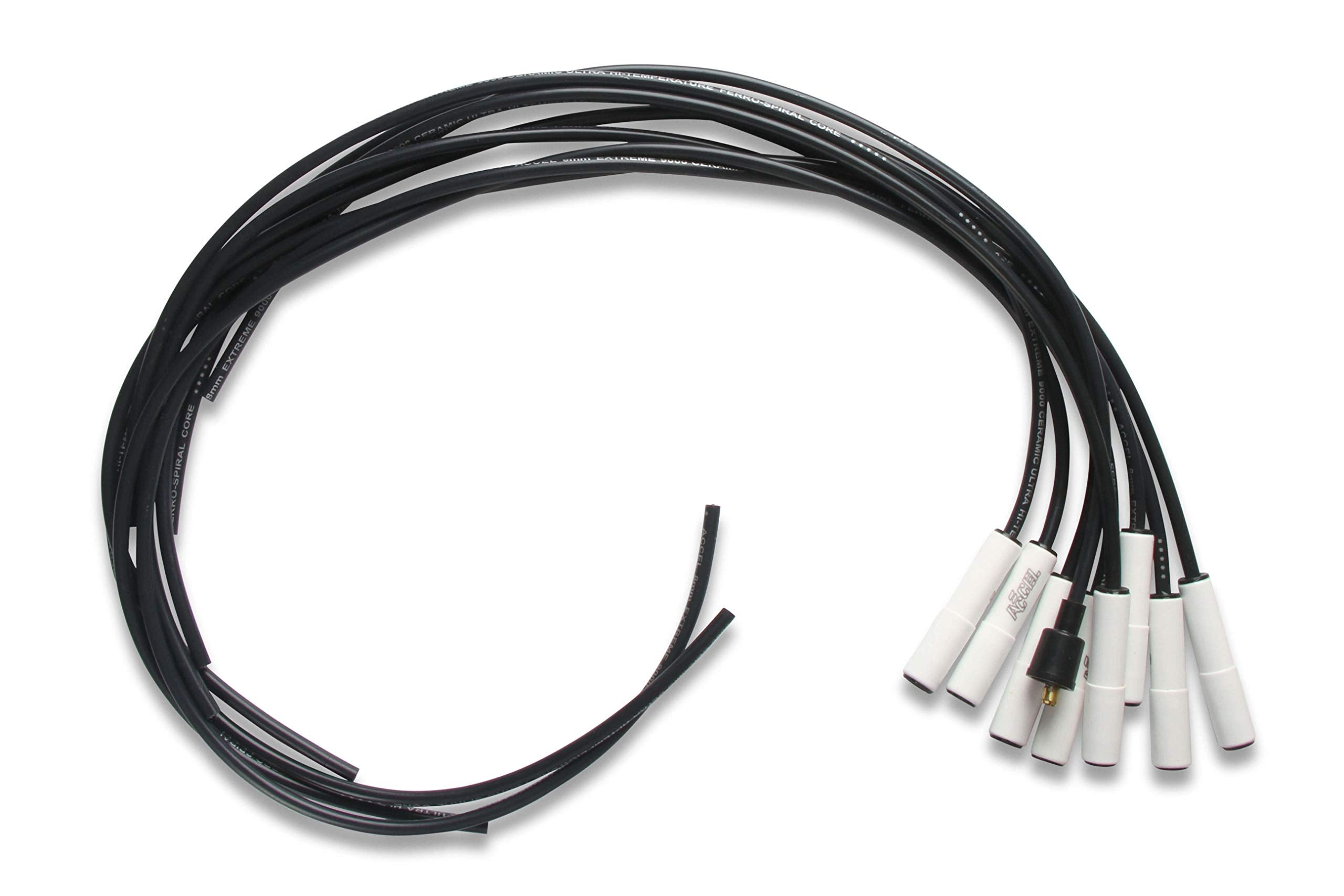 Accel 9000C Extreme 9000 Spark Plug Wire Set - Universal - 180 Degree White Ceramic Boots