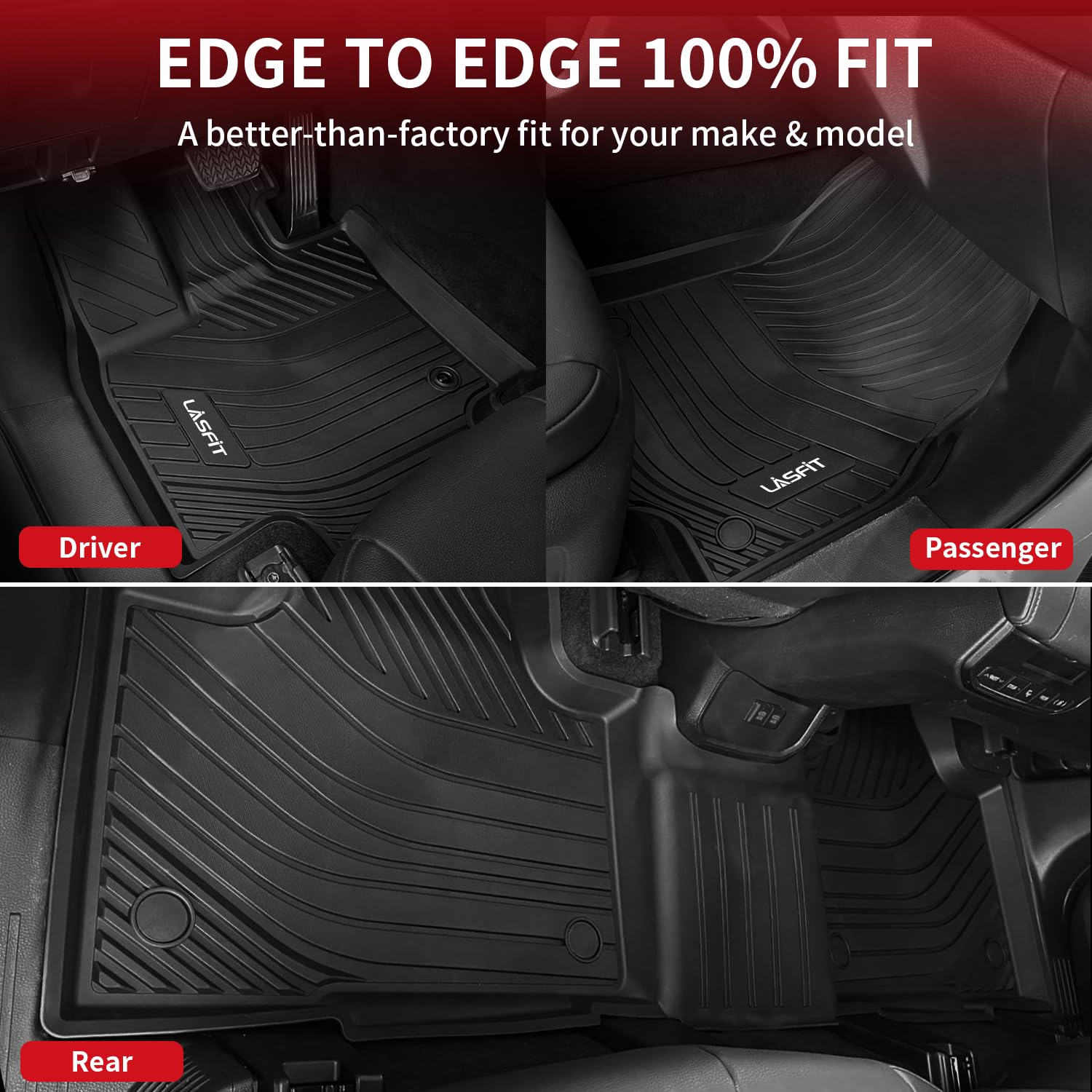 Lasfit Floor Mats For Toyota Grand Highlander 2024 2025 With Subwoofer 7 Seat (Include Hybrid), Trunk Mat Cargo Liner And Seat B