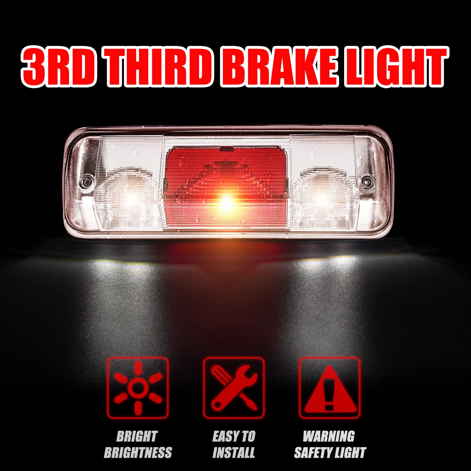 RANSOTO 923-237 F150 Third Brake Light Center High Mount Stop, Trunk Cargo Rear Tail Light Compatible with 2004-2008 Ford F-150,