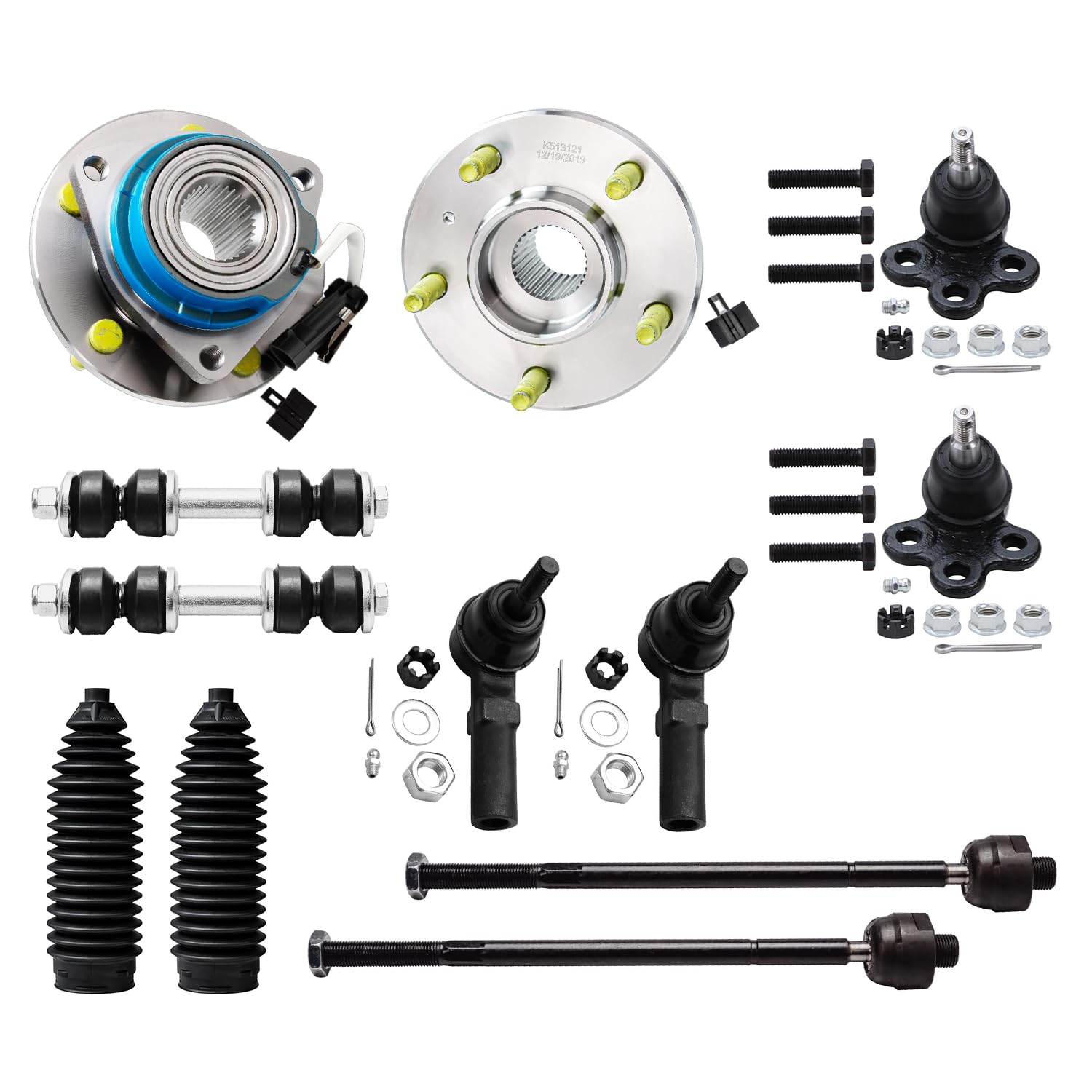 Detroit Axle - FWD Front 12pc Suspension Kit for Buick LeSabre Park Avenue Riviera Cadillac DeVille Seville, 2 Wheel Bearing Hub